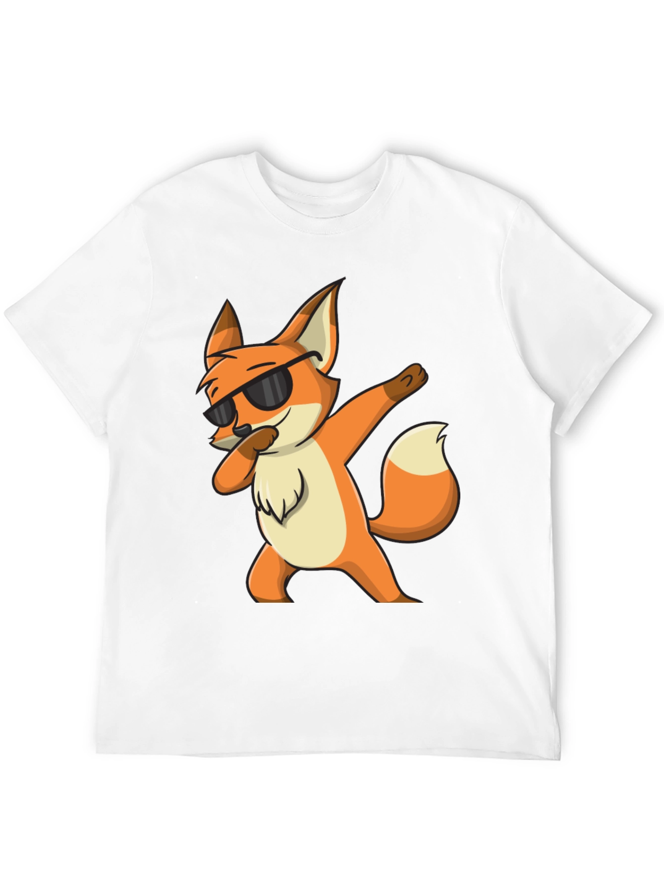 Black Cool Fox Dabbing Graphic Black T-Shirt view 12