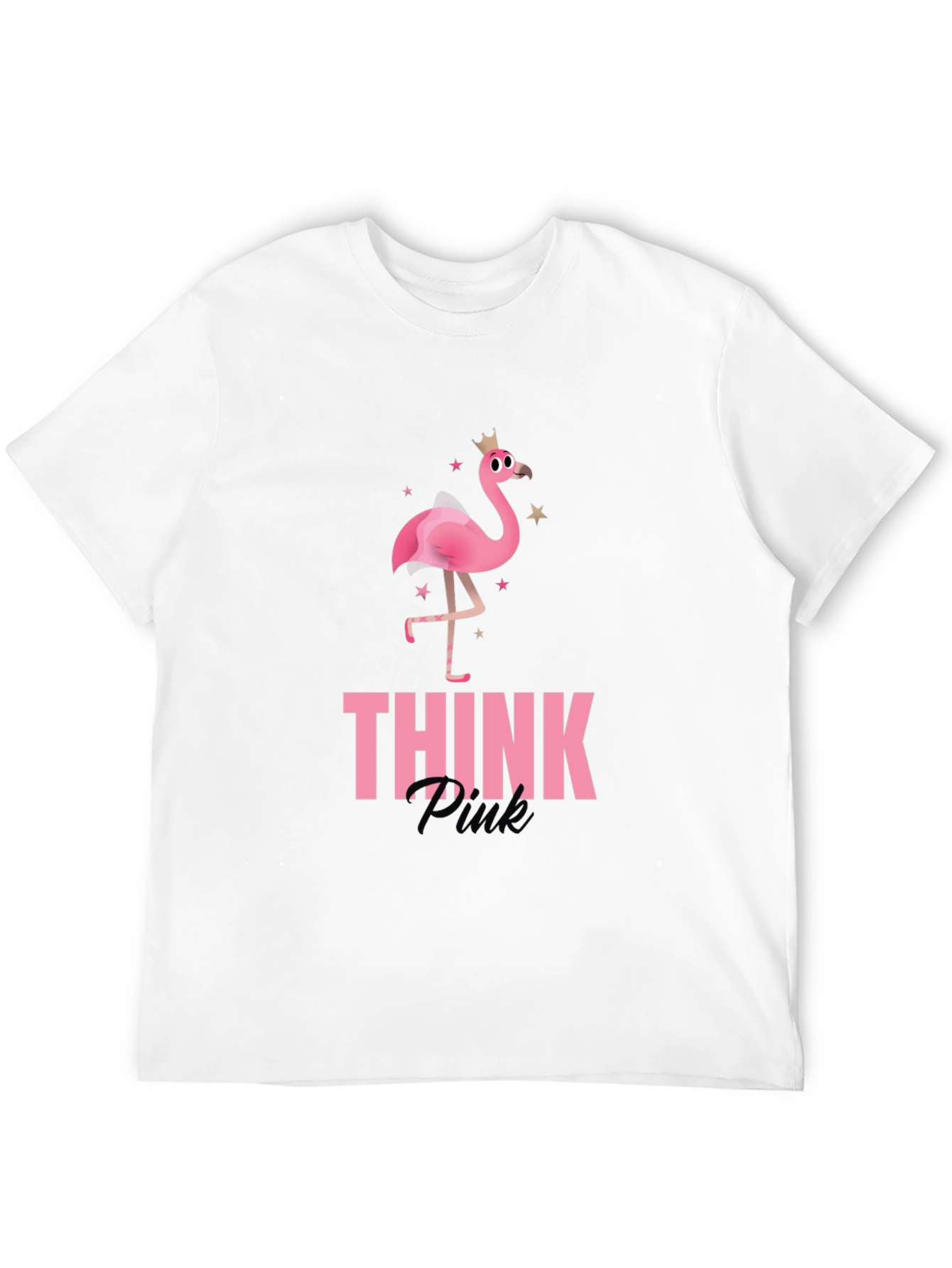 Black Think Pink Flamingo Graphic Tee - Black view 12