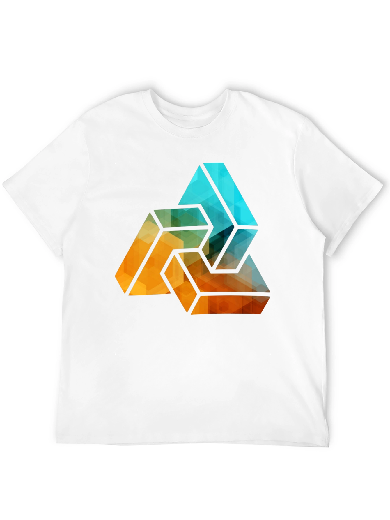 Black Geometric Triangle Graphic Tee - Stylish Men's Black T-Shirt view 12