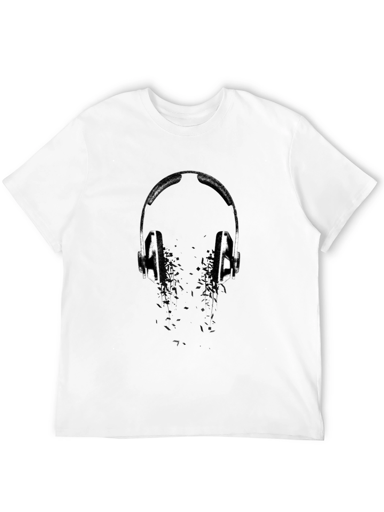 Black Headphones Graphic Tee - Black Cotton T-Shirt view 12