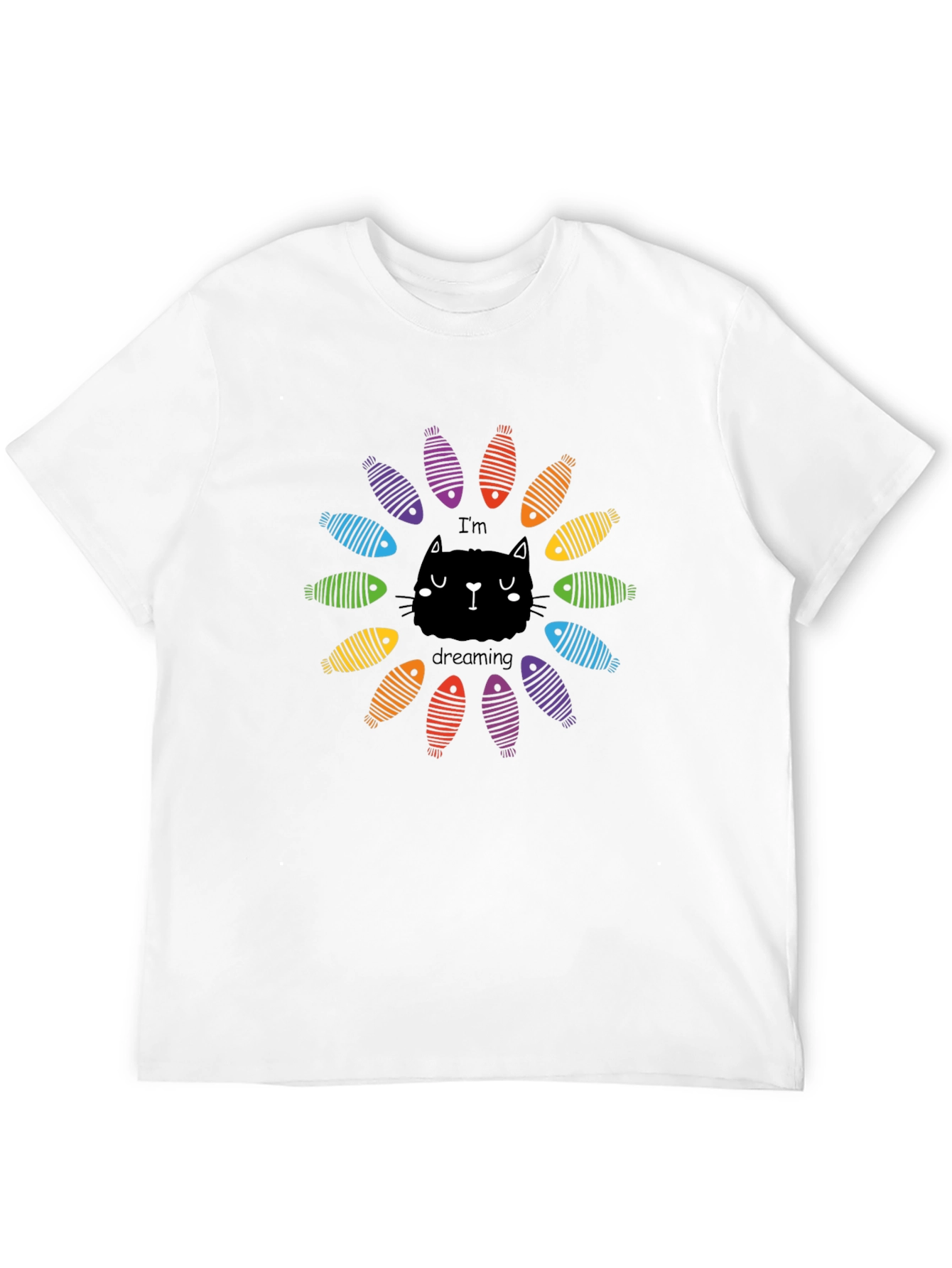 Black Dreaming Cat Graphic Tee - Black Unisex T-Shirt view 12