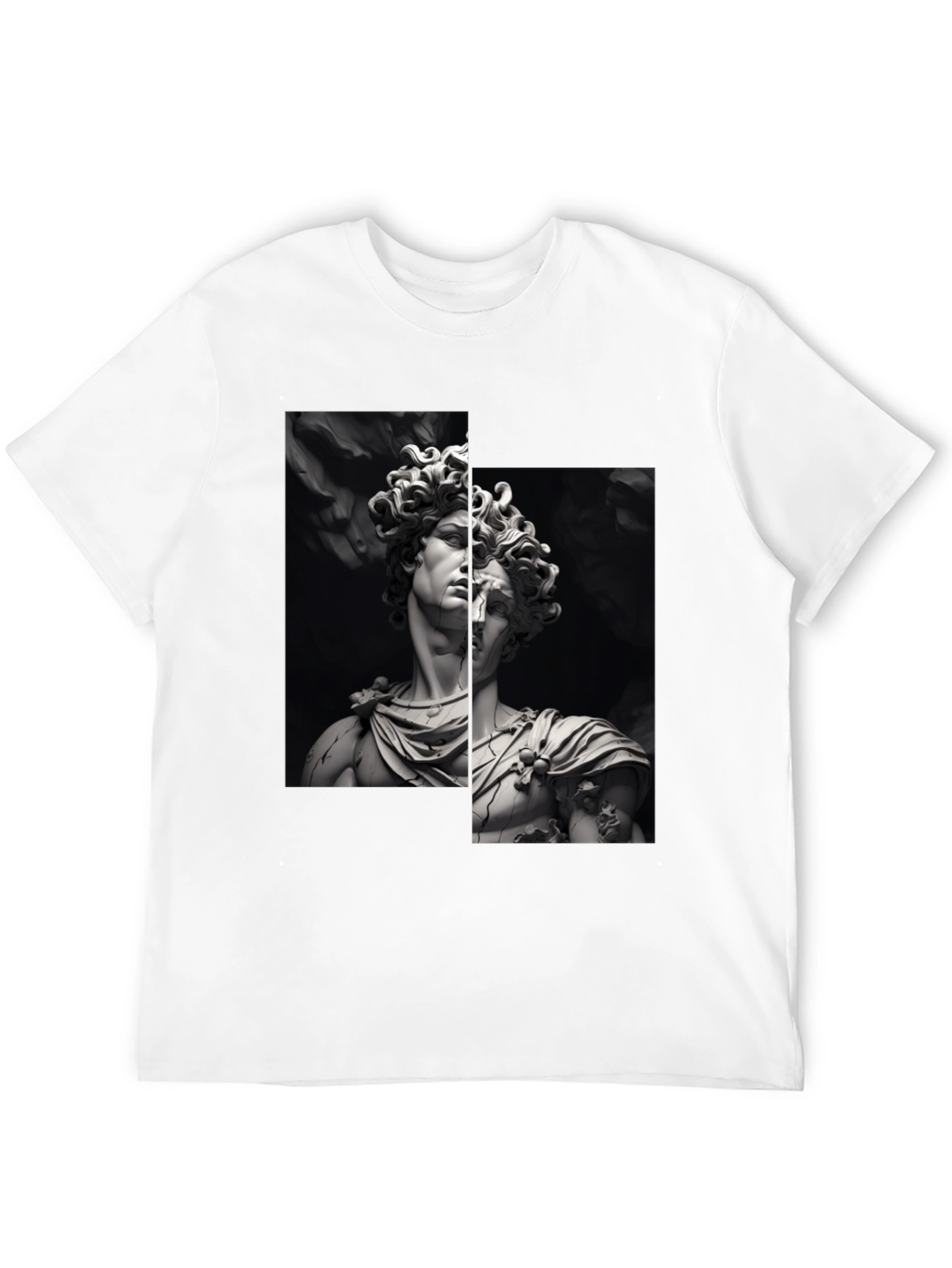 Black David Sculpture Graphic Tee - Black Cotton T-Shirt view 12