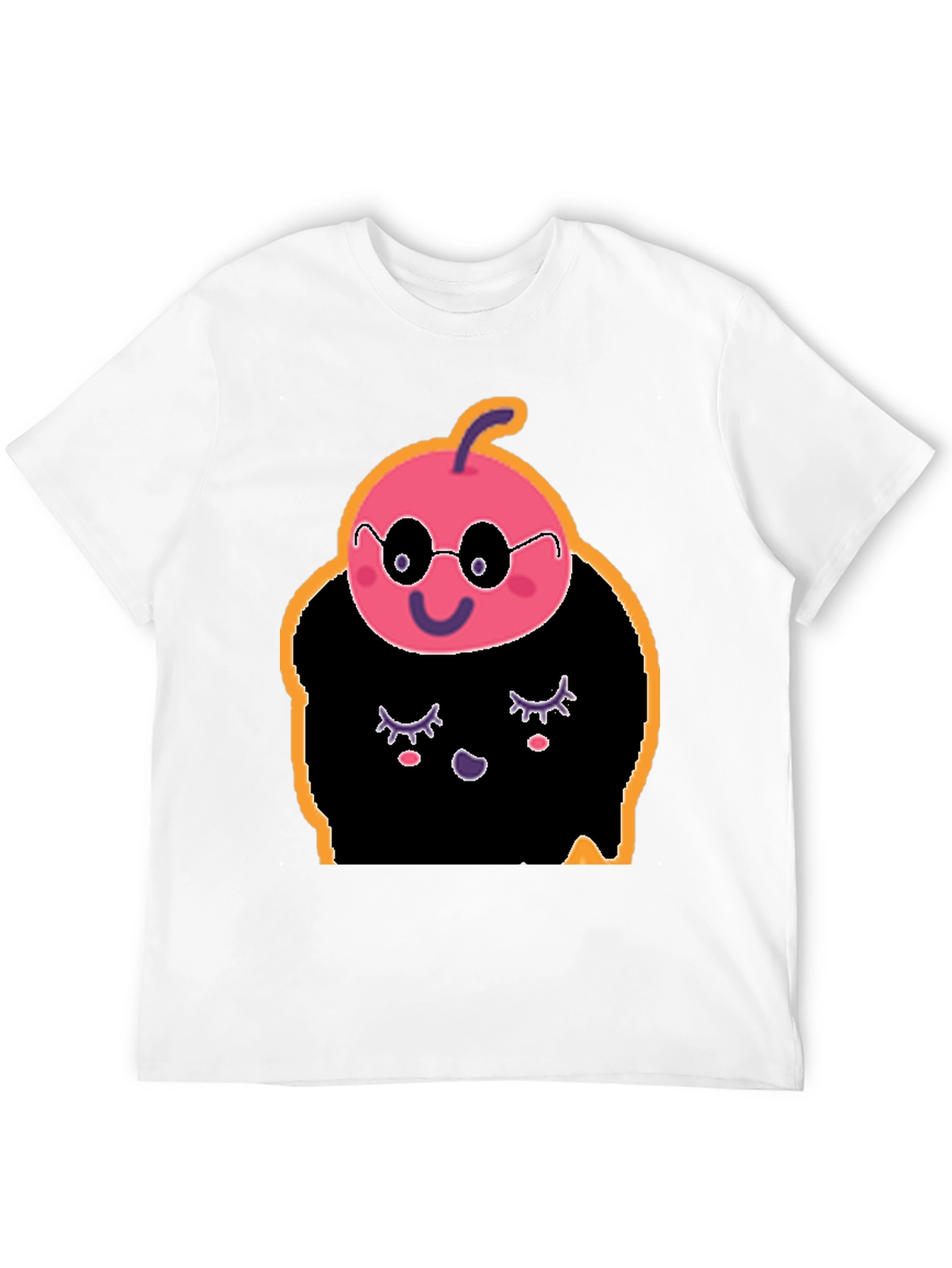 Black Whimsical Cartoon Character Black T-Shirt view 12