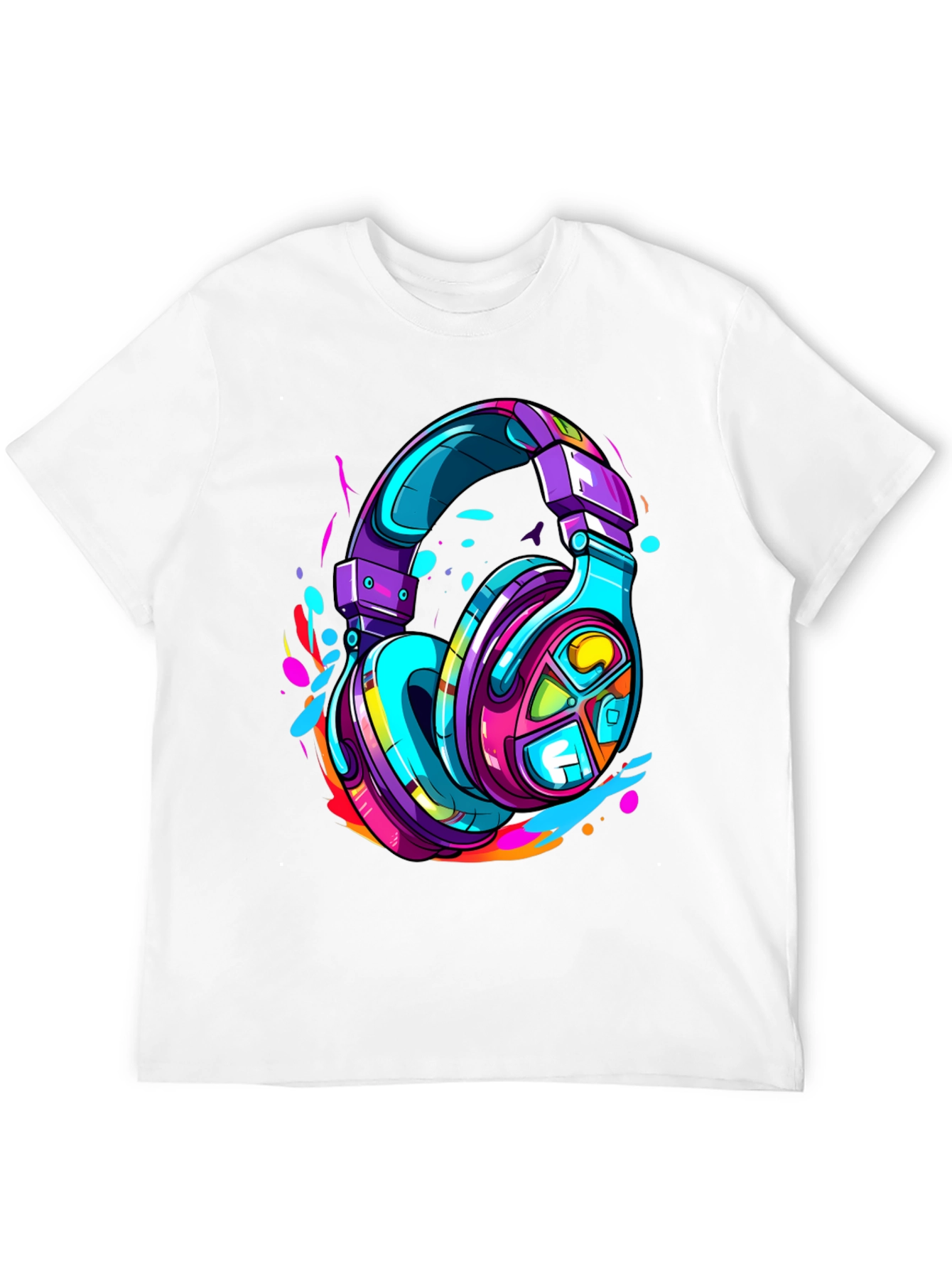 Black Vibrant Headphones Graphic Tee view 12