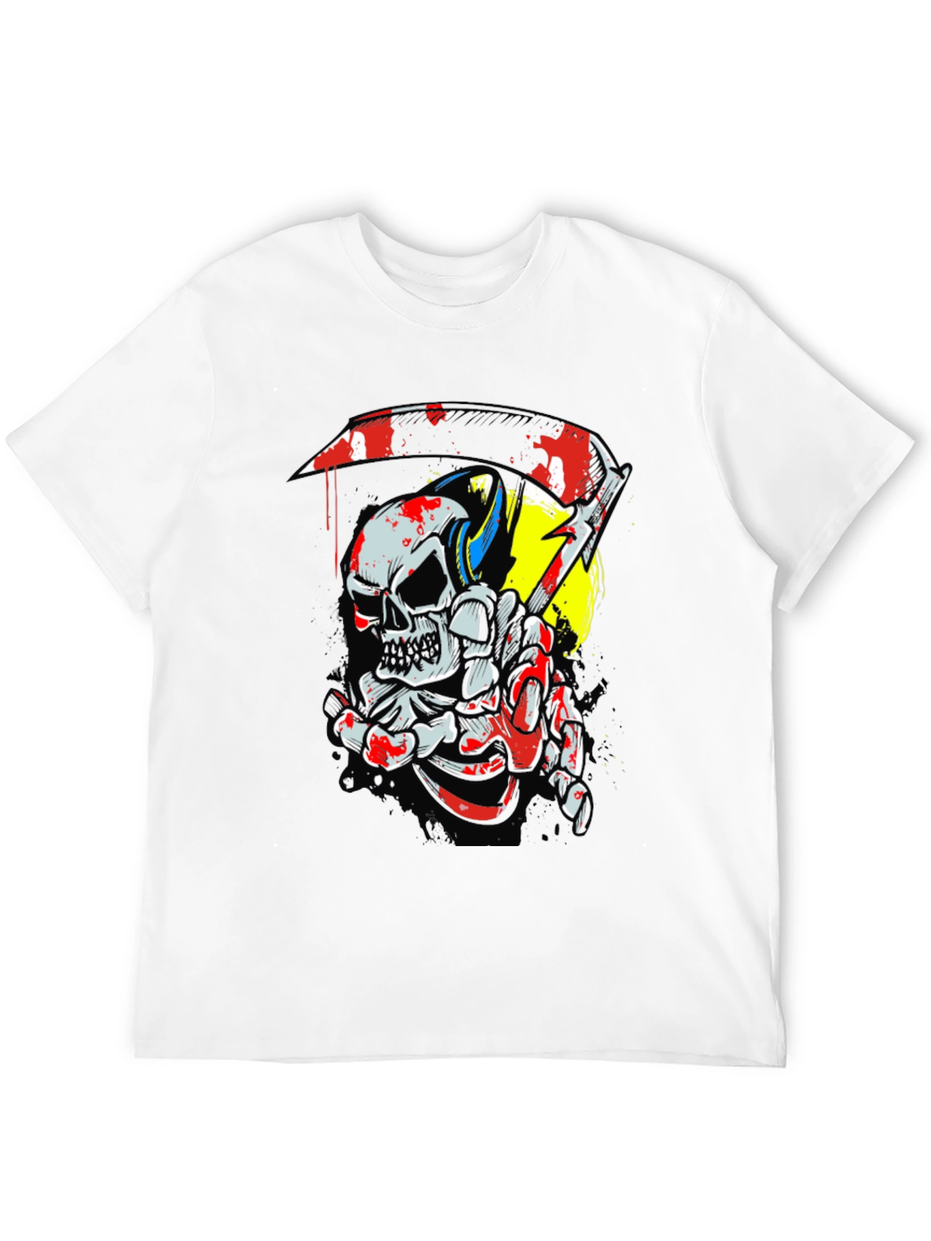 Skull & Scythe Graphic Tee - Edgy Men's Black T-Shirt - 12