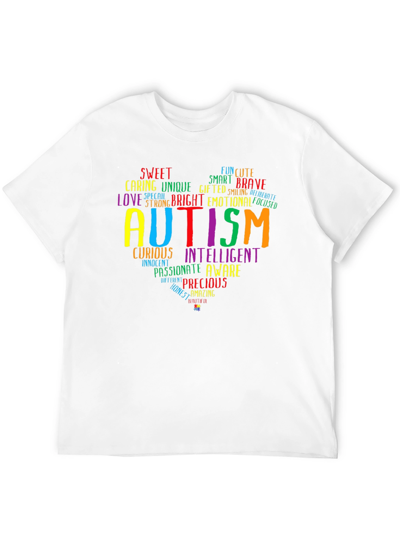 Black Autism Awareness Heart T-Shirt view 12