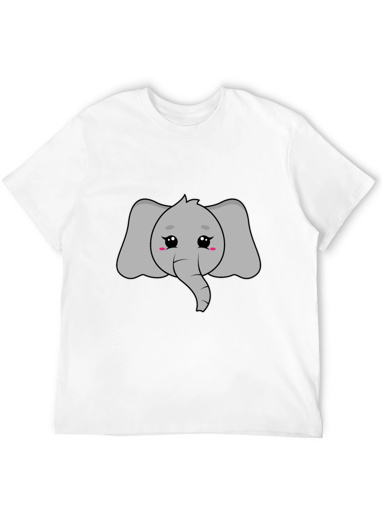Black Cute Elephant Graphic Tee - Black Cotton T-Shirt view 12