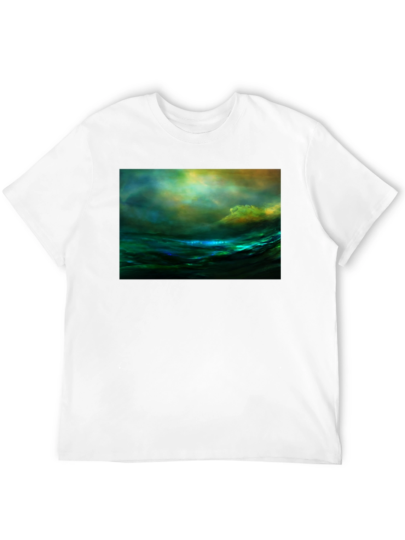Black Ocean Wave Art T-Shirt view 12