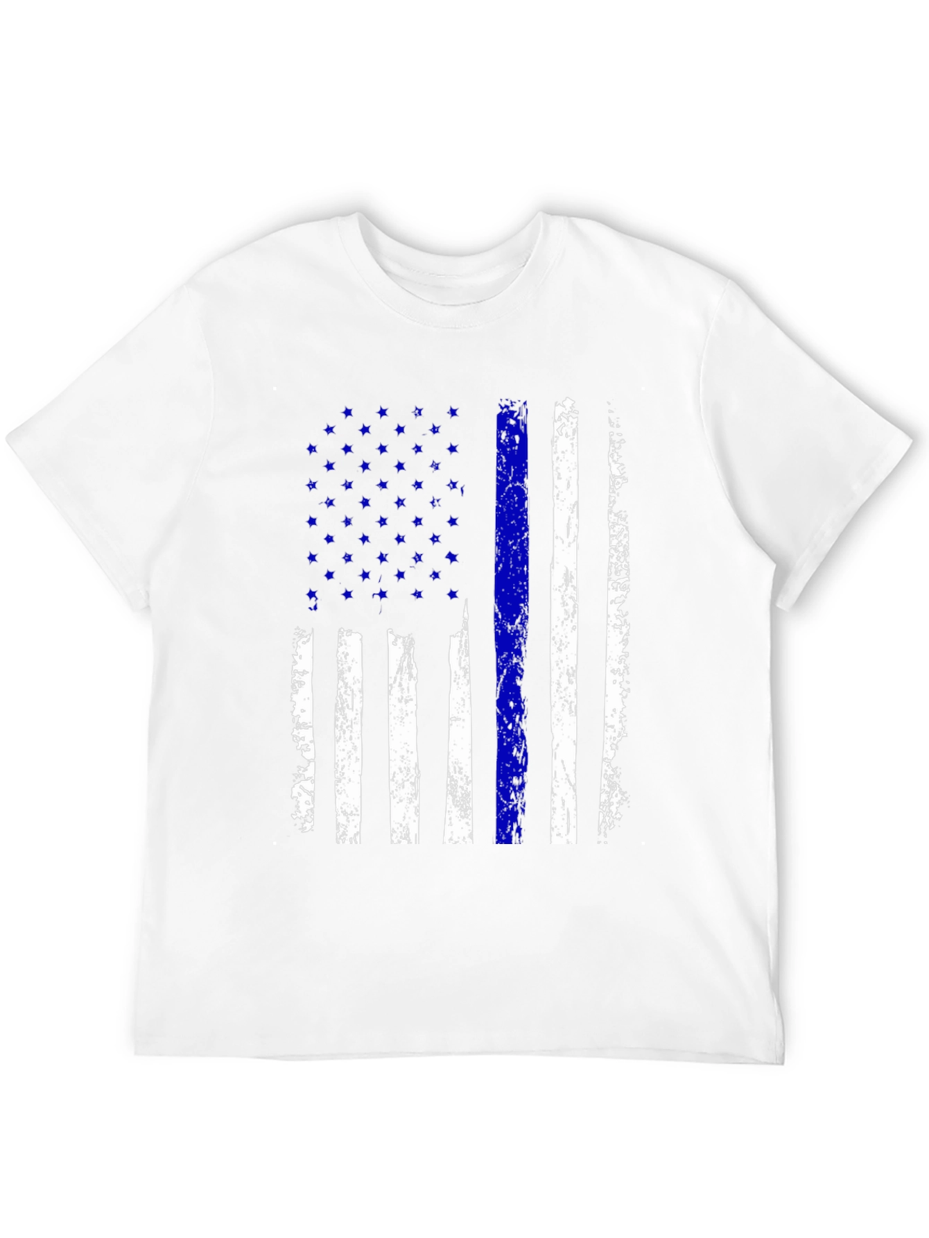 Distressed Thin Blue Line American Flag T-Shirt - 12