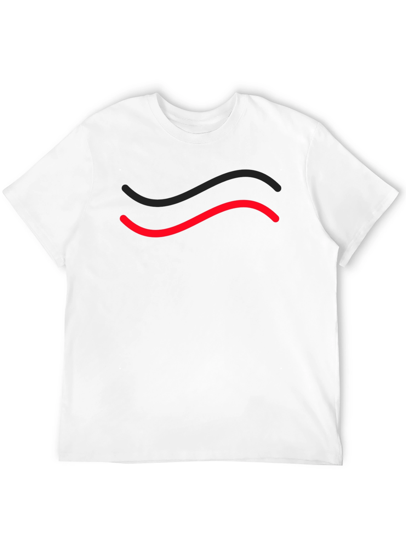 Black Men's Black T-Shirt with Red & Black Wave Design view 12