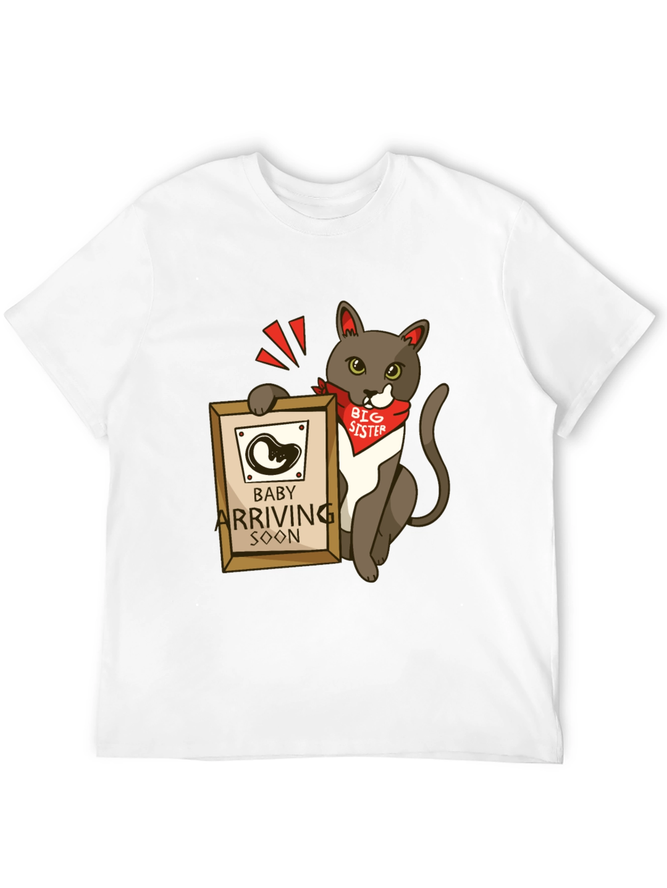 Black Big Sister Cat T-Shirt - Baby Announcement Tee view 12