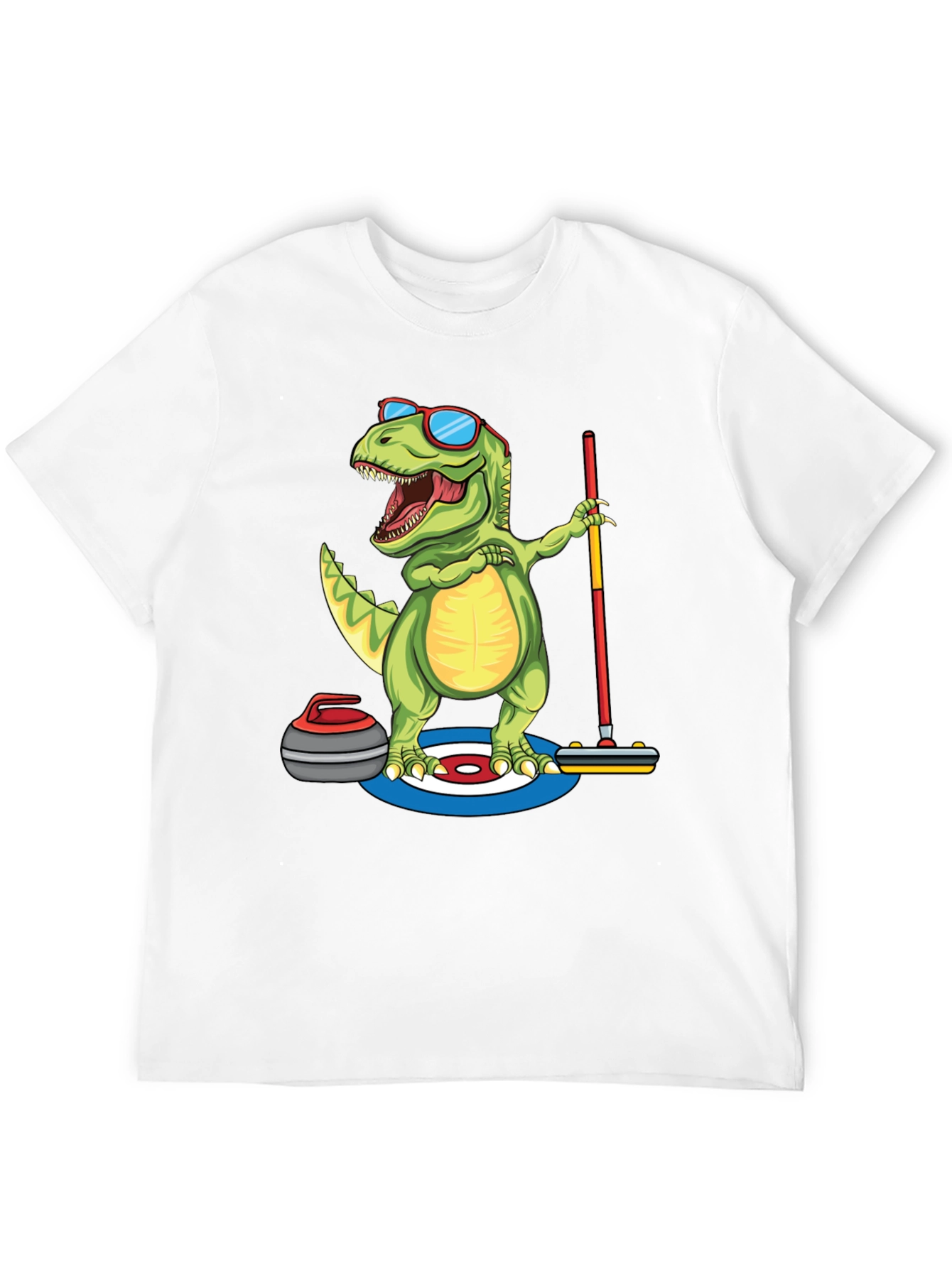 Black Dinosaur Curling T-Shirt - Funny Dino Design view 12