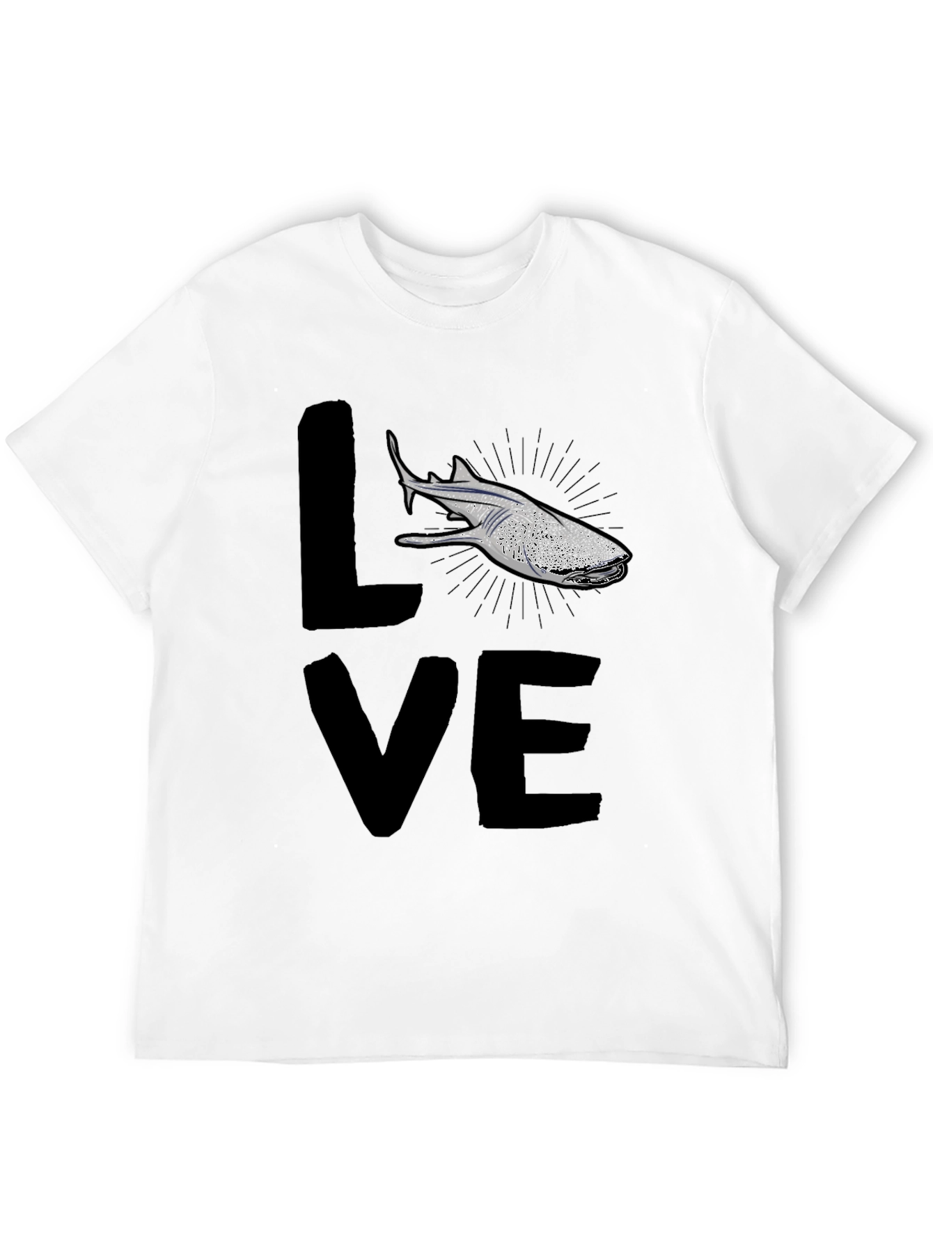 Black Love Shark Graphic T-Shirt, Black Cotton Blend view 12