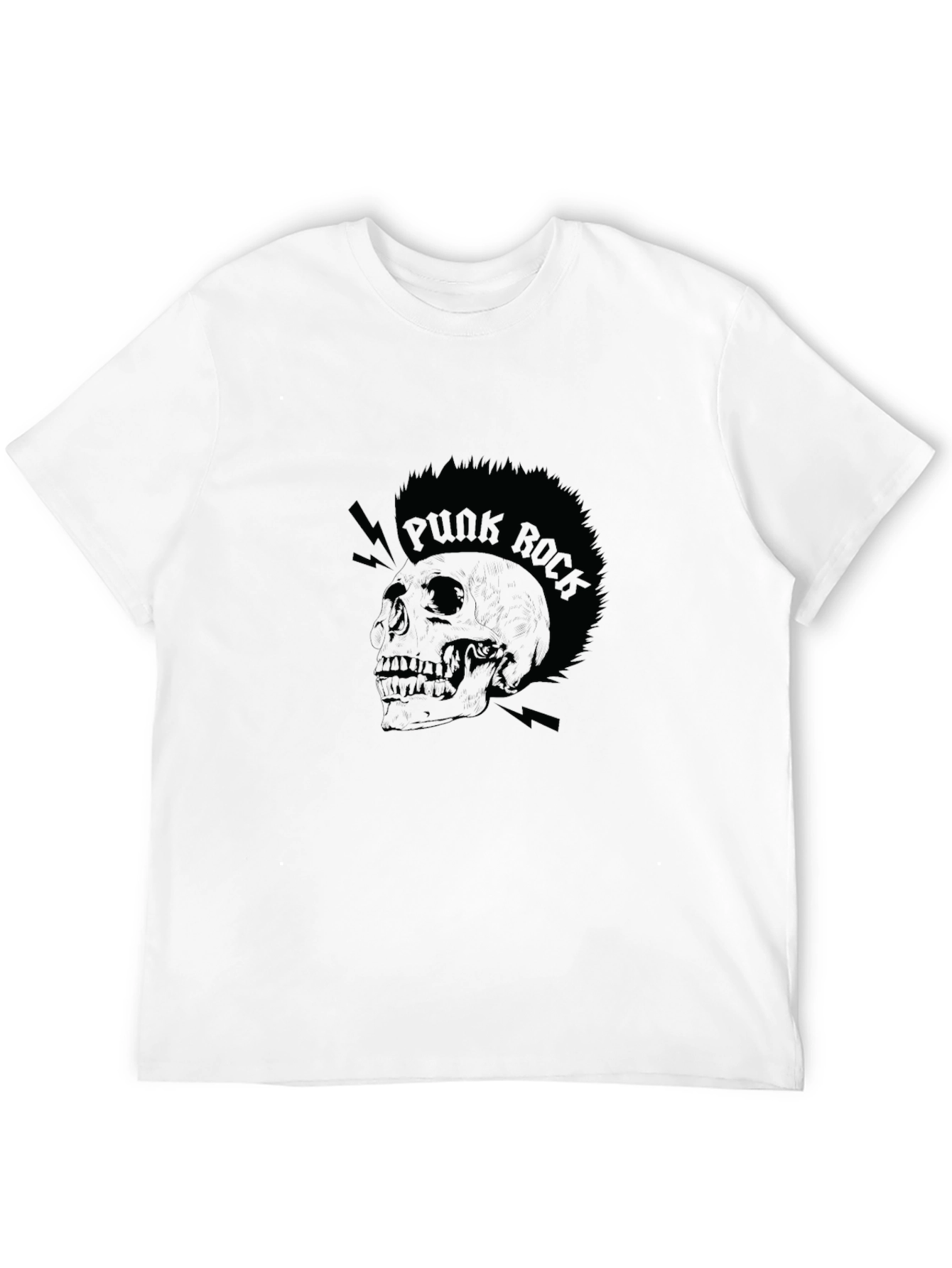 Black Punk Rock Skull Graphic Tee - Black Cotton T-Shirt view 12