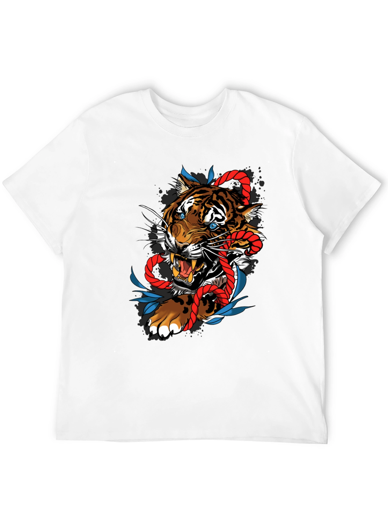 Black Tiger and Rope Graphic Tee - Unique Design view 12