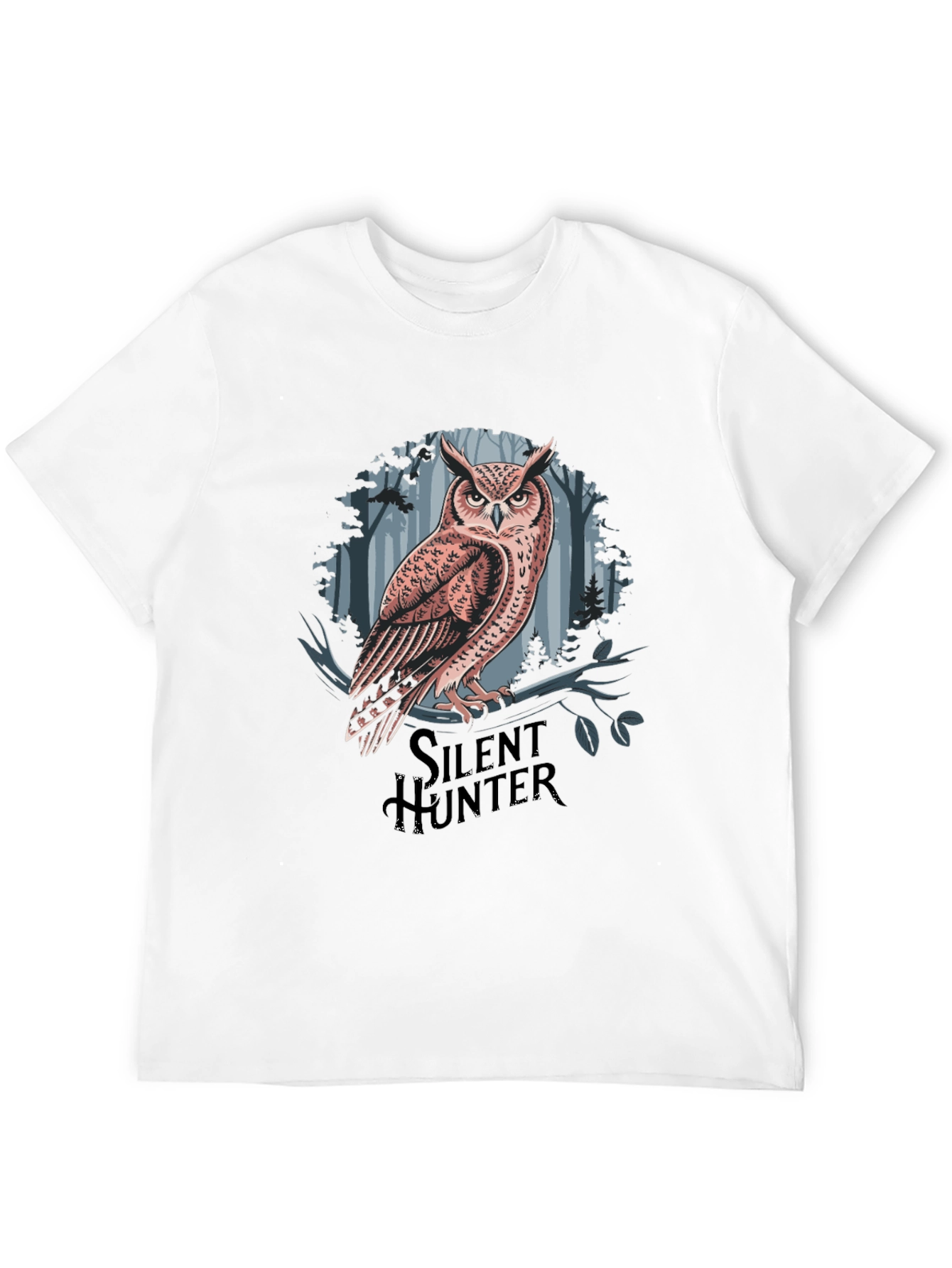 Black Silent Hunter Owl Graphic Tee - Black Cotton Blend view 12