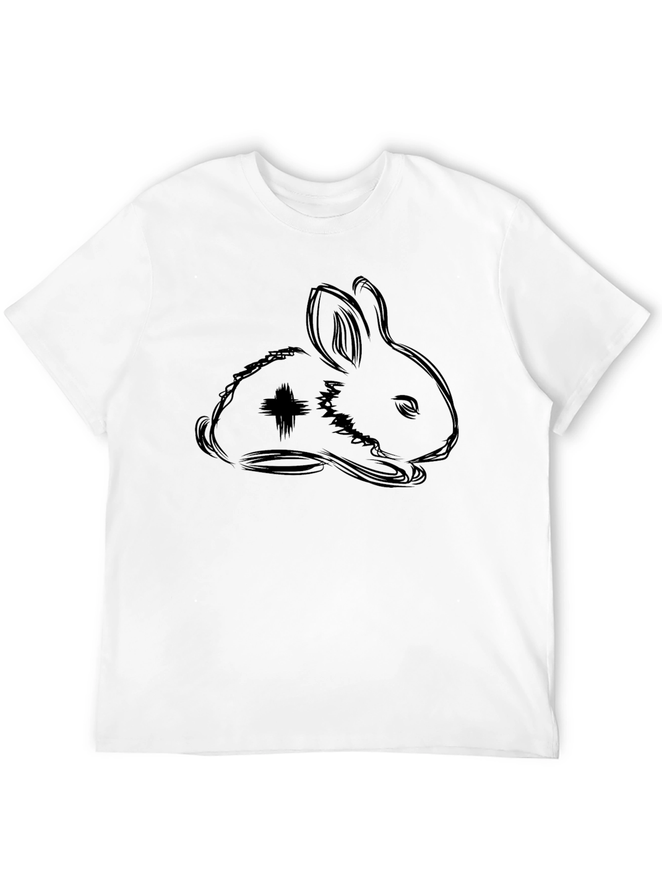 Black Black T-Shirt with Rabbit Graphic view 12