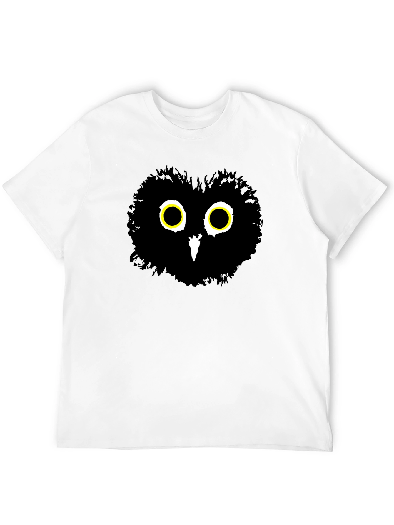 Black Whimsical Owl Graphic Tee - Men's Black Cotton T-Shirt view 12
