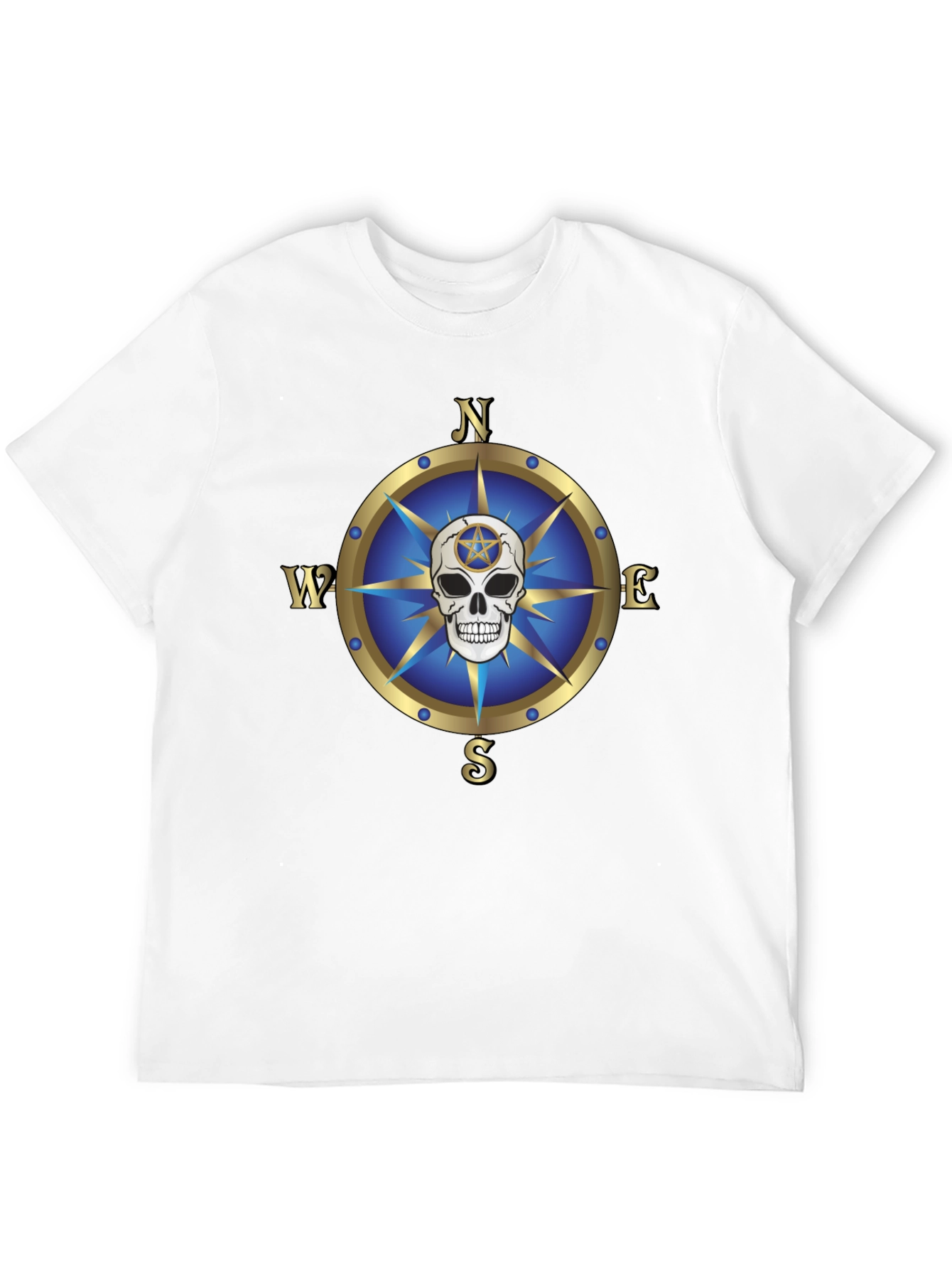 Black Compass Skull Graphic T-Shirt - Bold Black Tee view 12
