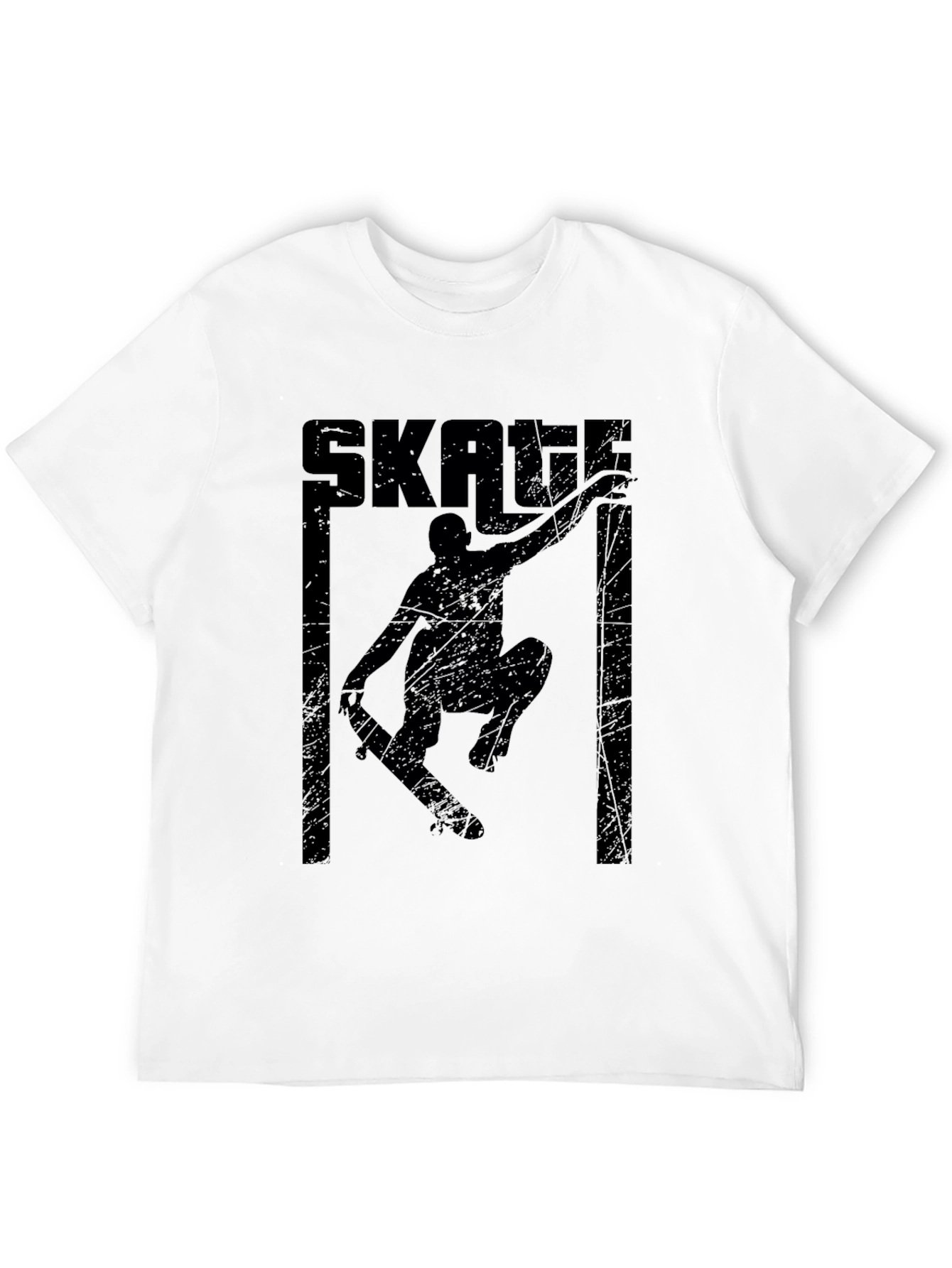 Black Skateboarding Graphic Tee - Black Cotton Skater T-Shirt view 12