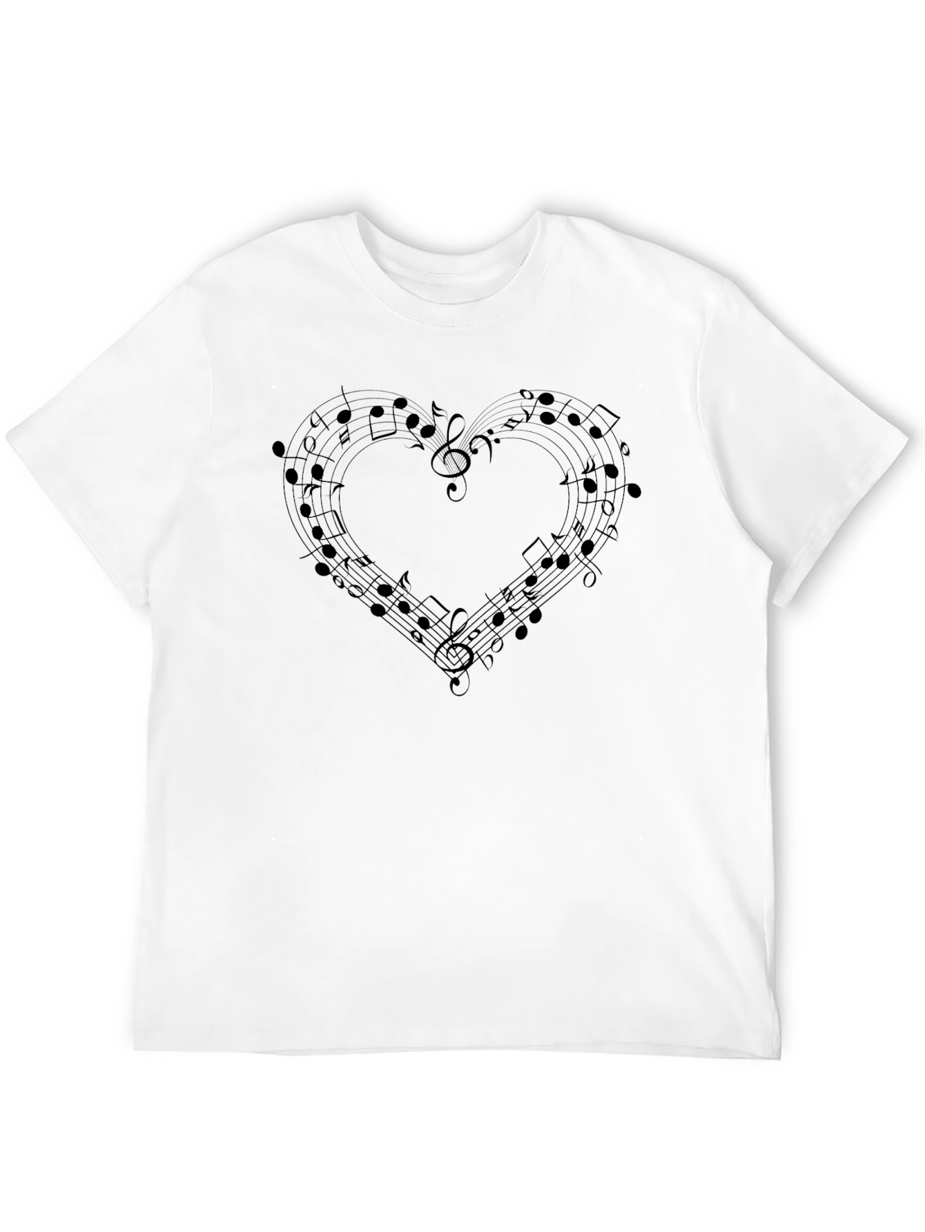 Black Musical Heart Tee - Black Crew Neck T-Shirt view 12