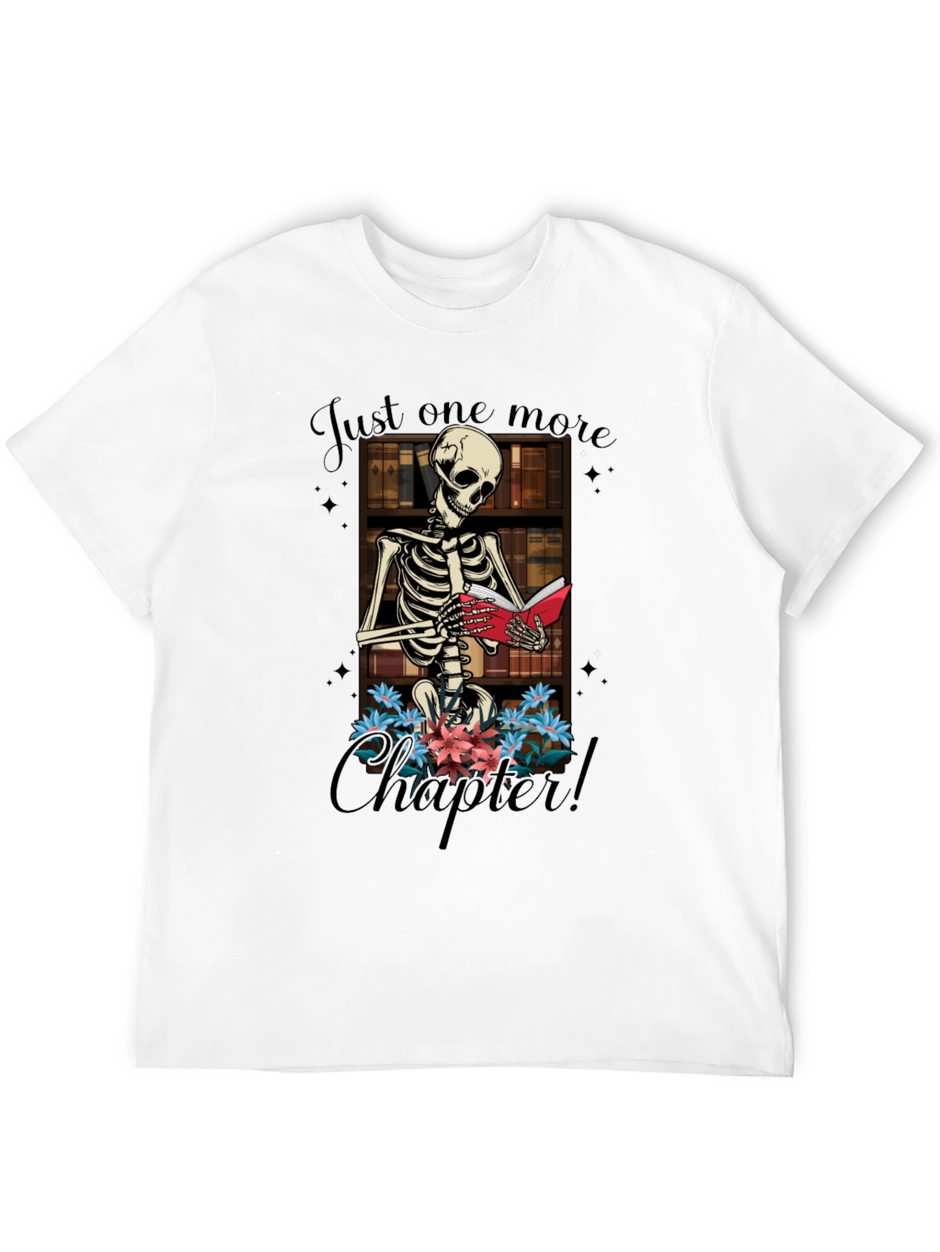 Black Just One More Chapter Skeleton T-Shirt view 12