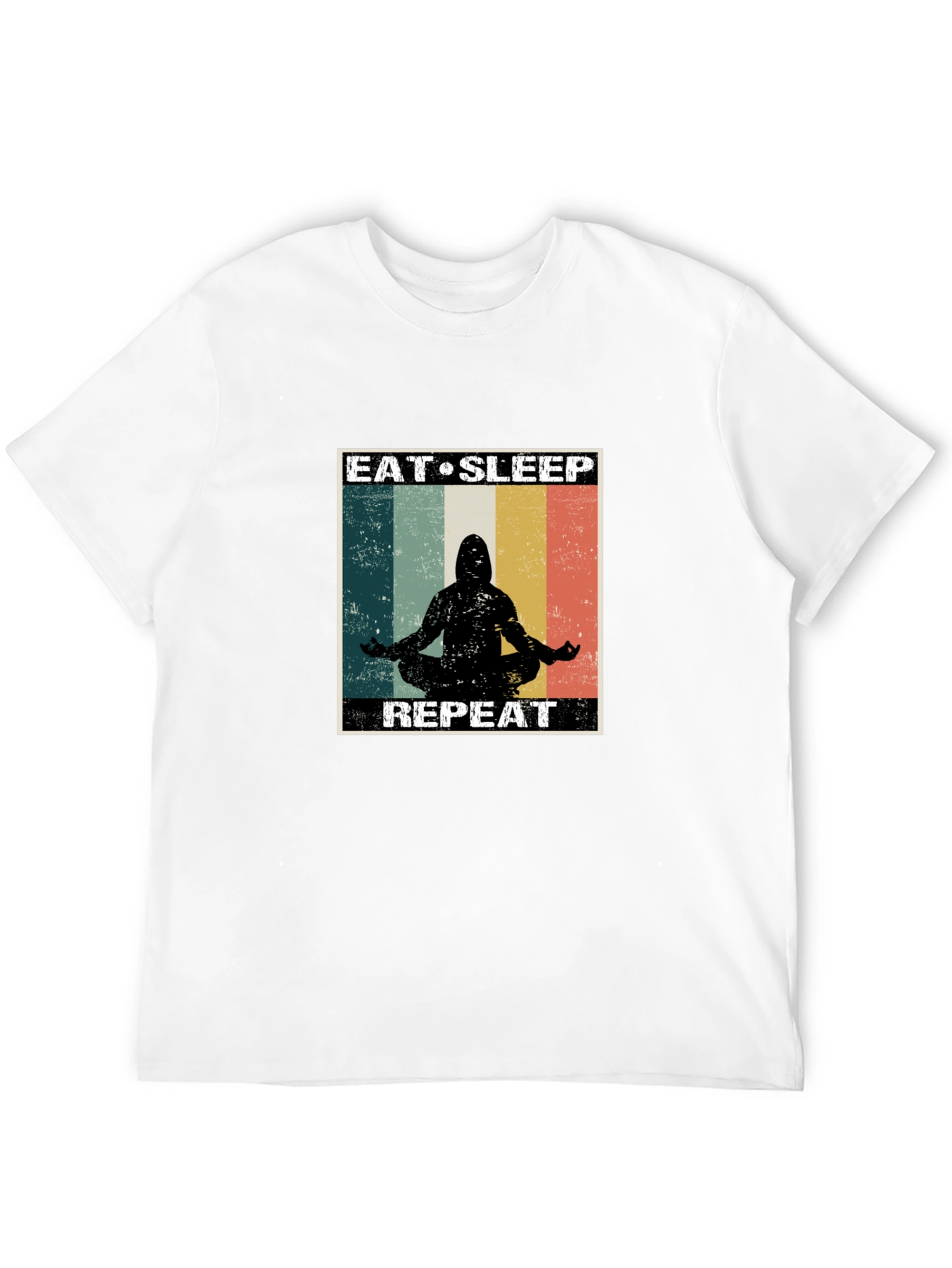 Black Eat Sleep Meditate Repeat Black T-Shirt view 12