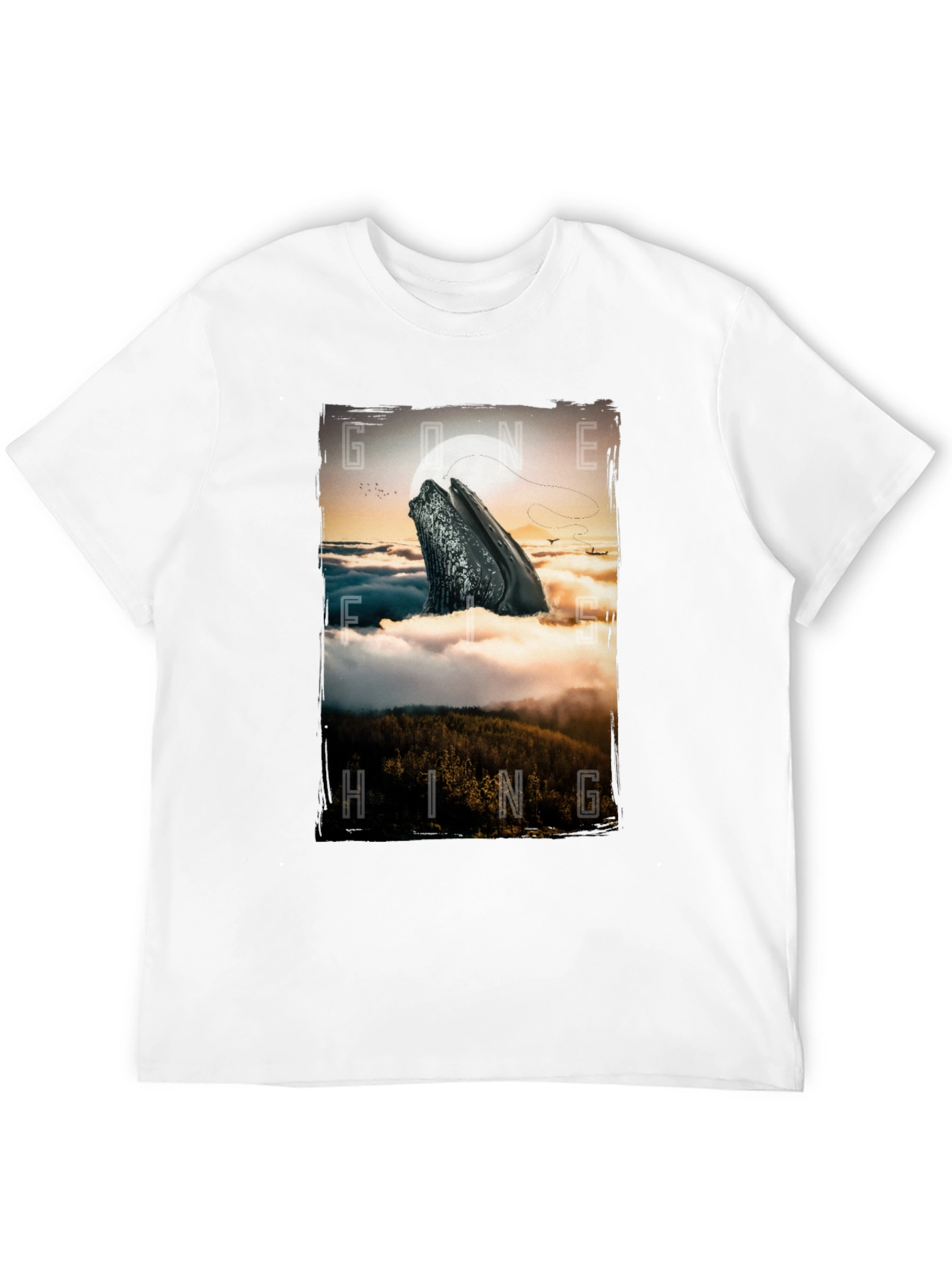 Black Gone Hiking Whale Graphic Tee - Black Cotton T-Shirt view 12