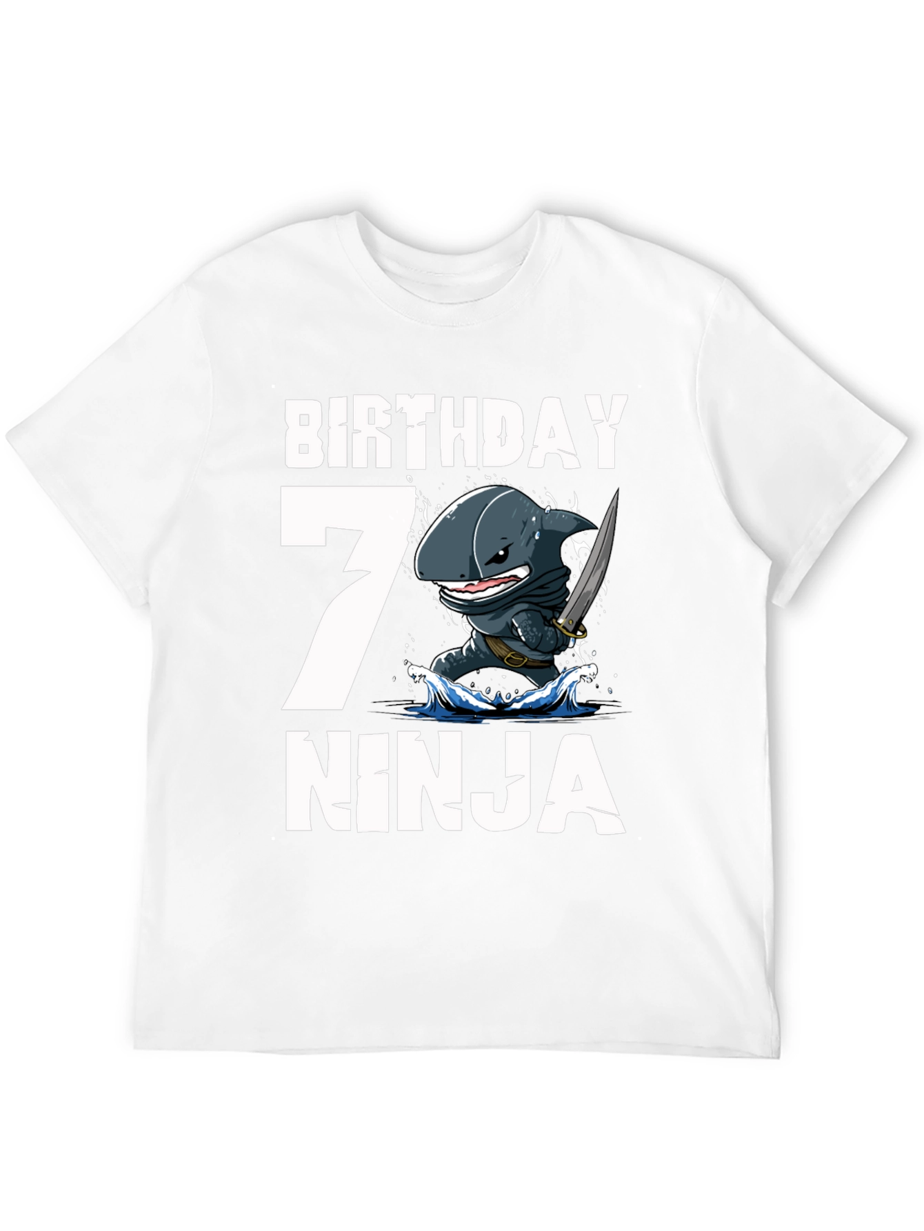 Black Birthday 7 Ninja Shark T-Shirt view 12
