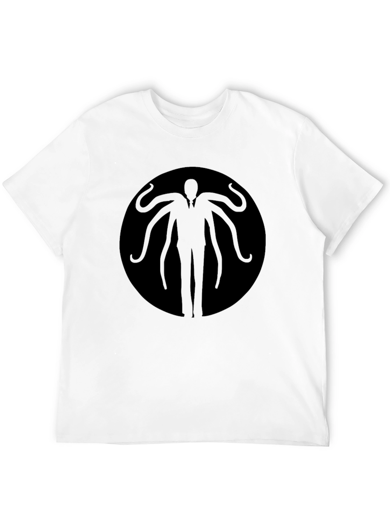 Black Slender Man Graphic Tee - Black Cotton Blend view 12