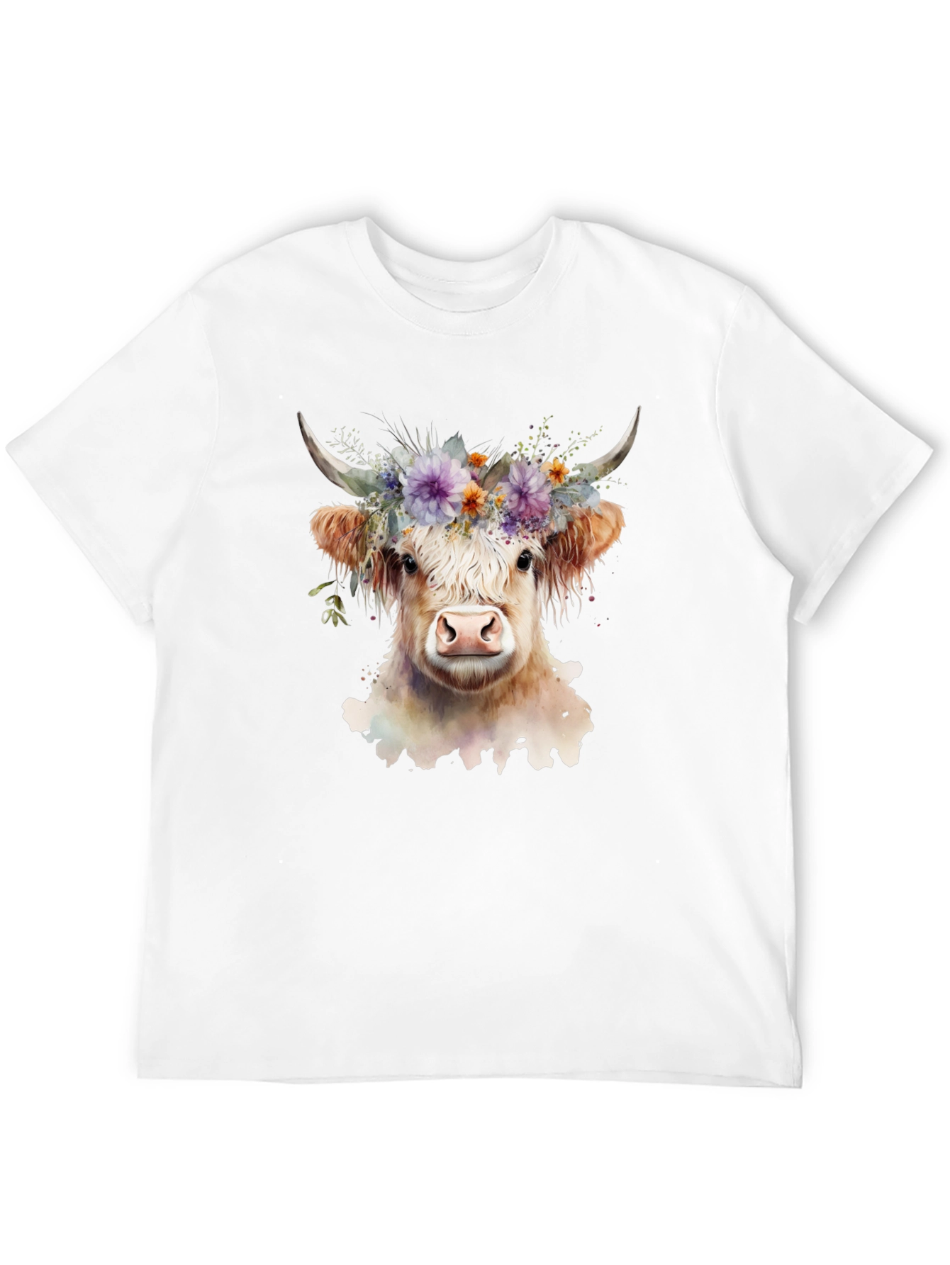 Black Floral Cow Graphic Tee - Unisex Soft Cotton view 12