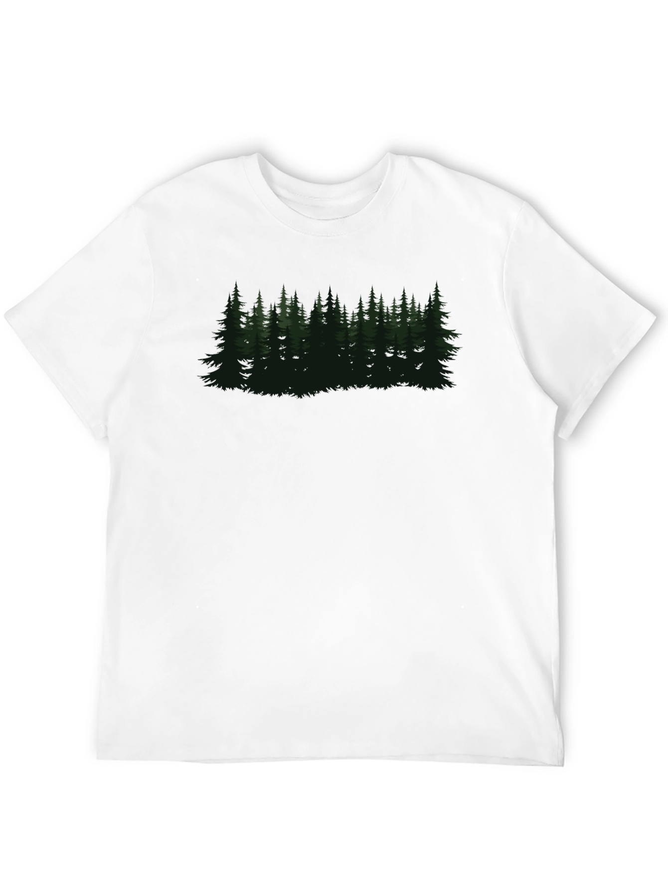 Black Men's Black T-Shirt with Forest Graphic view 12
