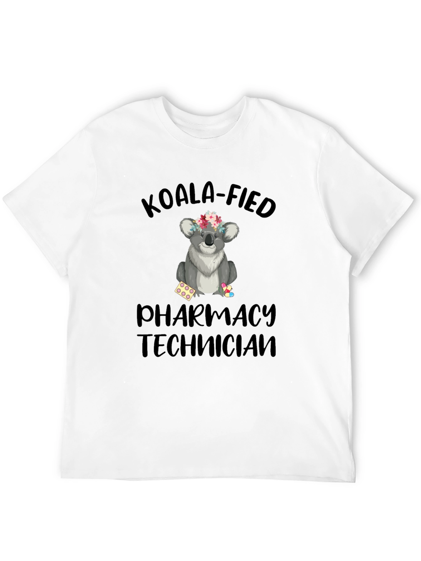 Black Koala-fied Pharmacy Technician Black T-Shirt view 12