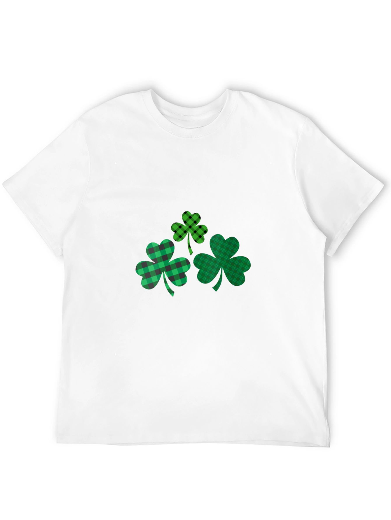 Black St. Patrick's Day Shamrock Plaid T-Shirt view 12