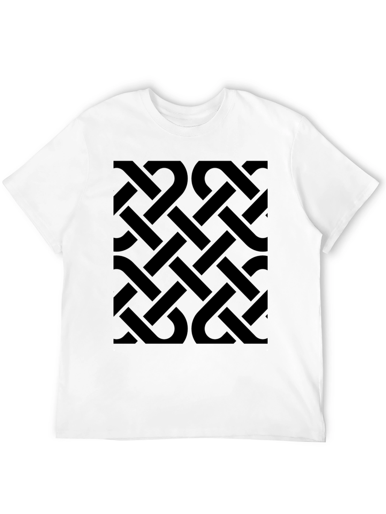 Black Geometric Patterned Men's Black T-Shirt view 12
