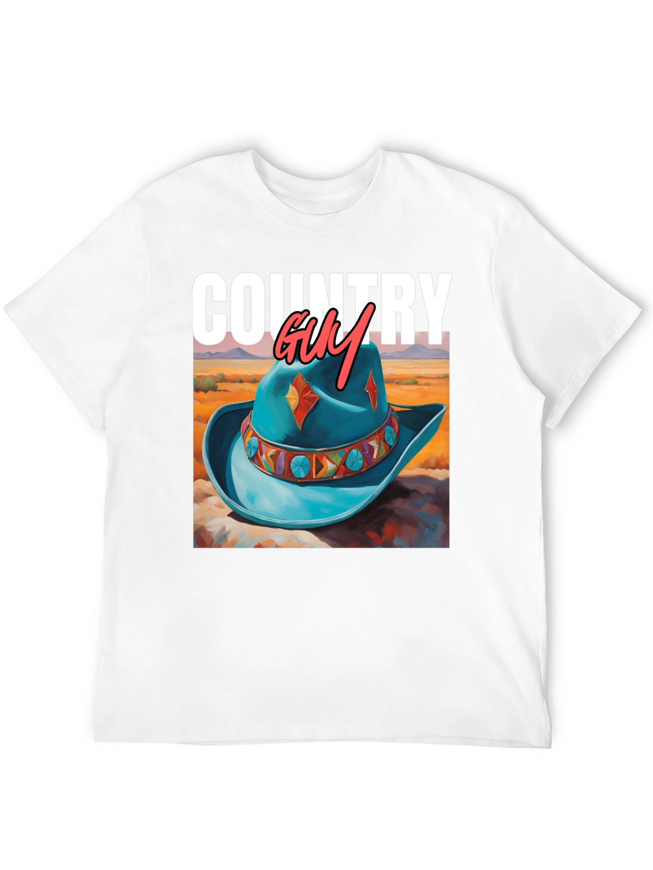Country Guy Graphic Tee - Western Cowboy Hat Design - 12