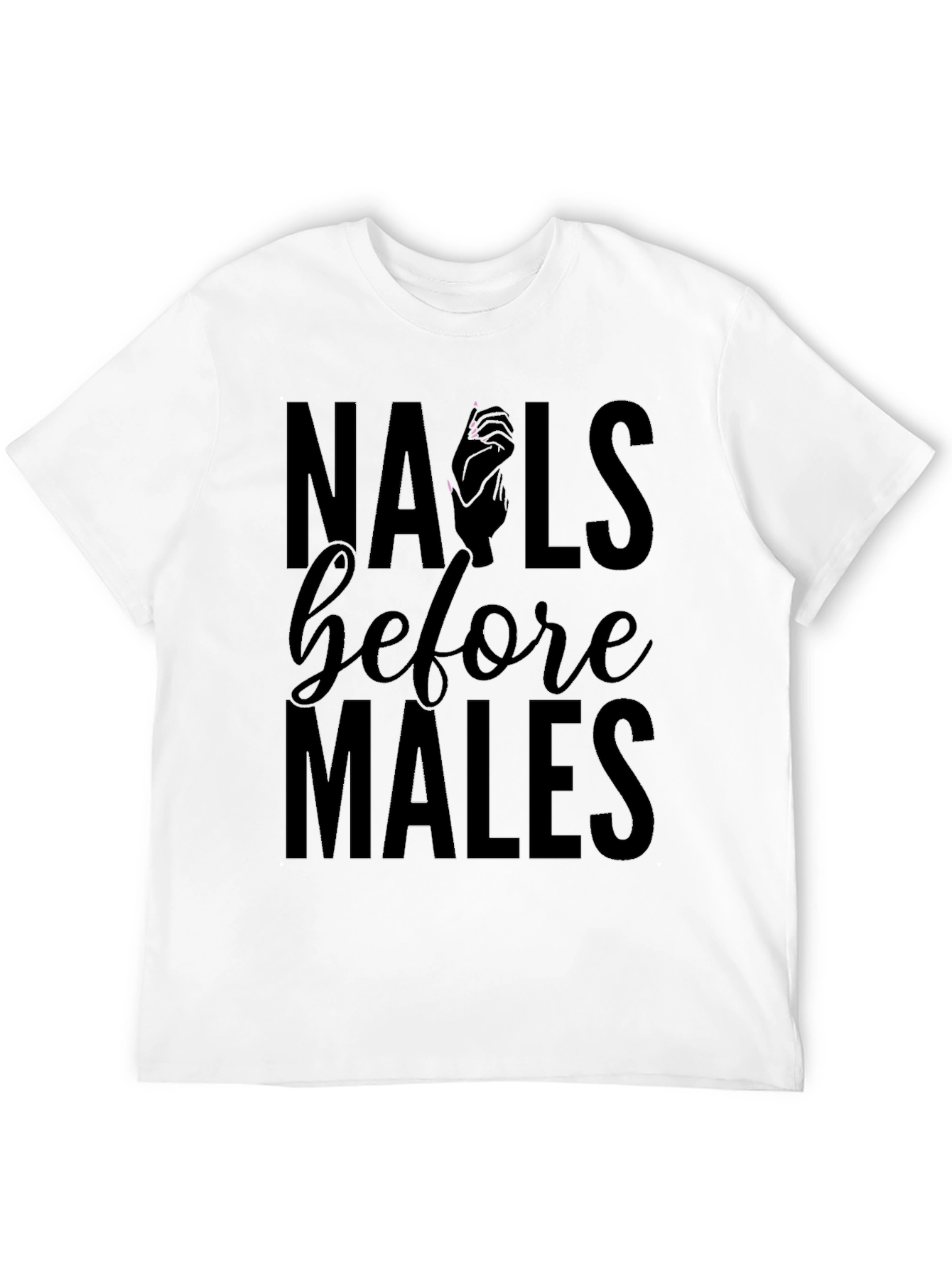 Black Nails Before Males Graphic Tee - Black Cotton T-Shirt view 12