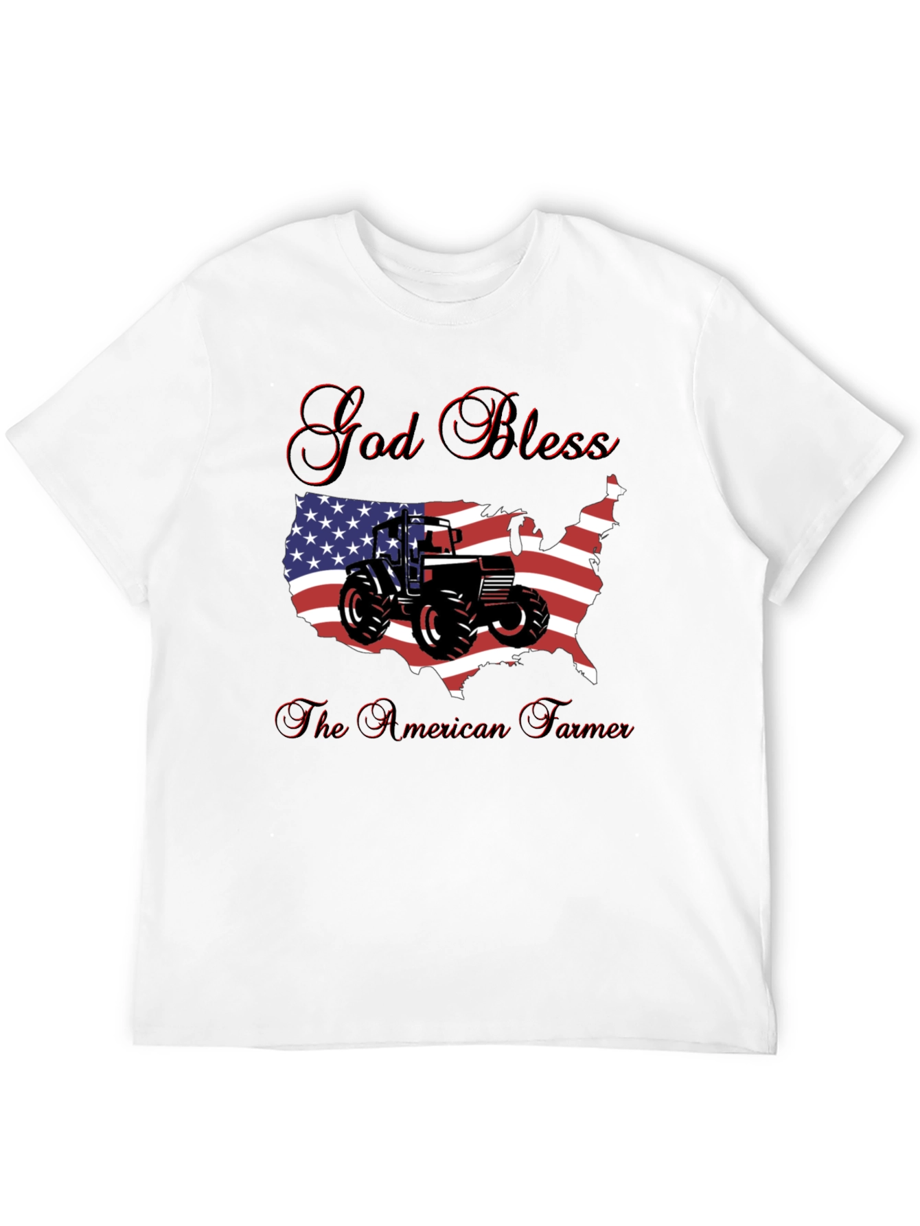God Bless American Farmer Tractor USA Flag T-Shirt - 12