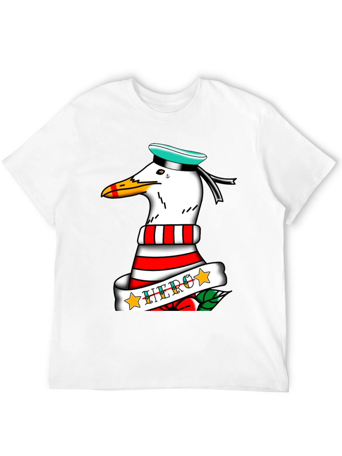 Black Seagull Sailor "Hero" Tattoo Style Graphic Tee - Black view 12