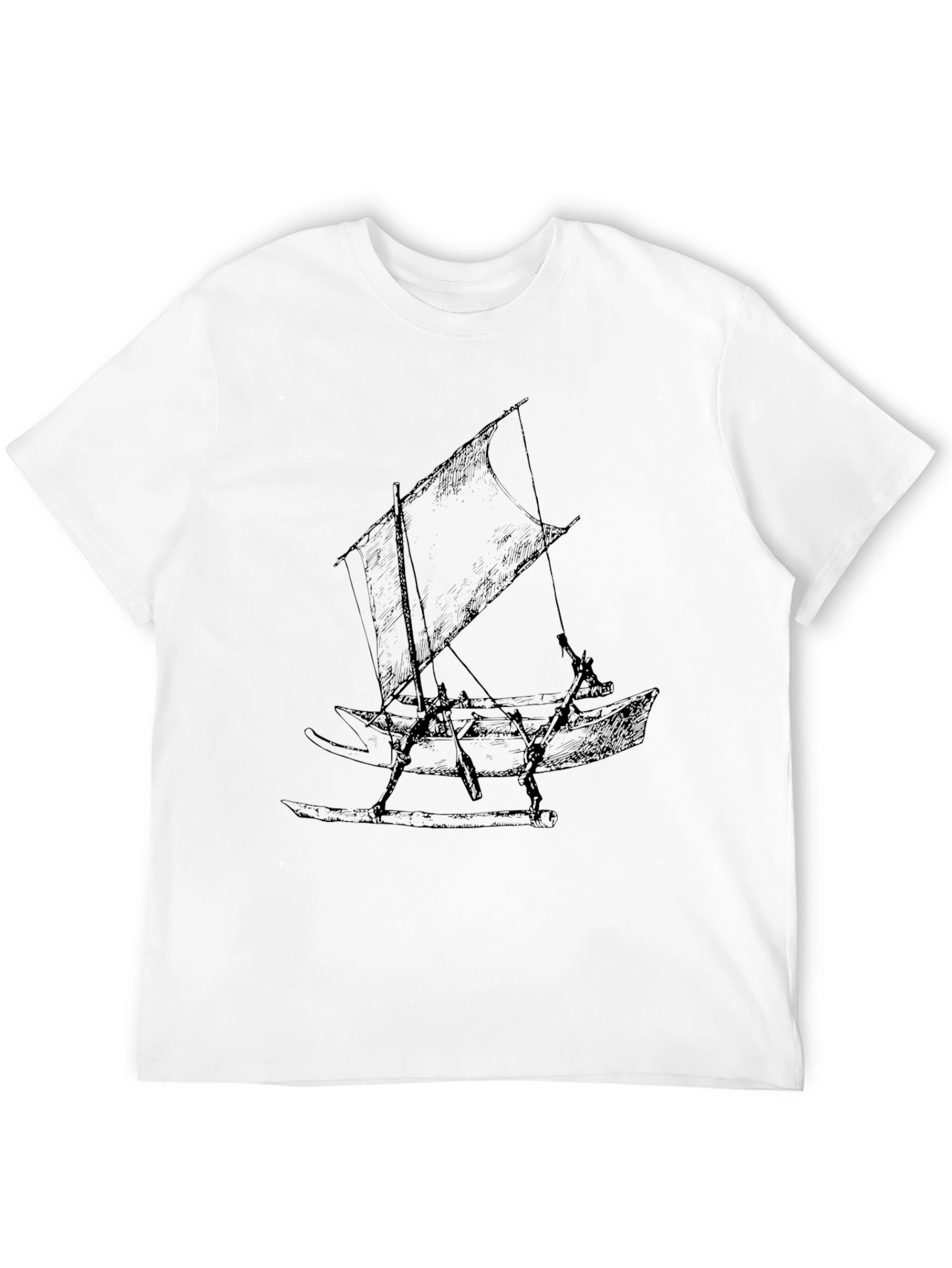 Black Vintage Sailing Boat Graphic Tee - Classic Black T-Shirt view 12