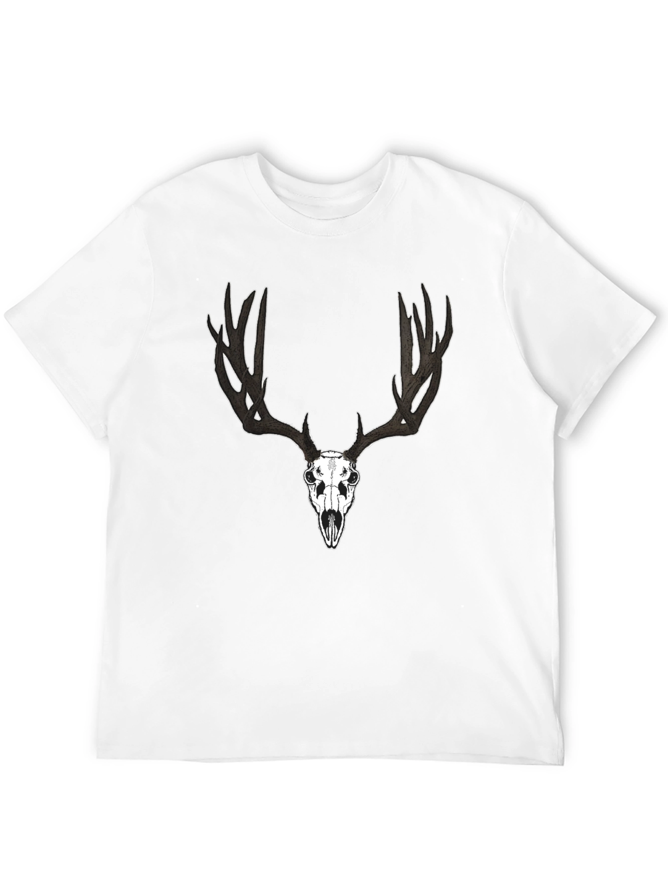 Black Deer Skull Graphic Black T-Shirt view 12