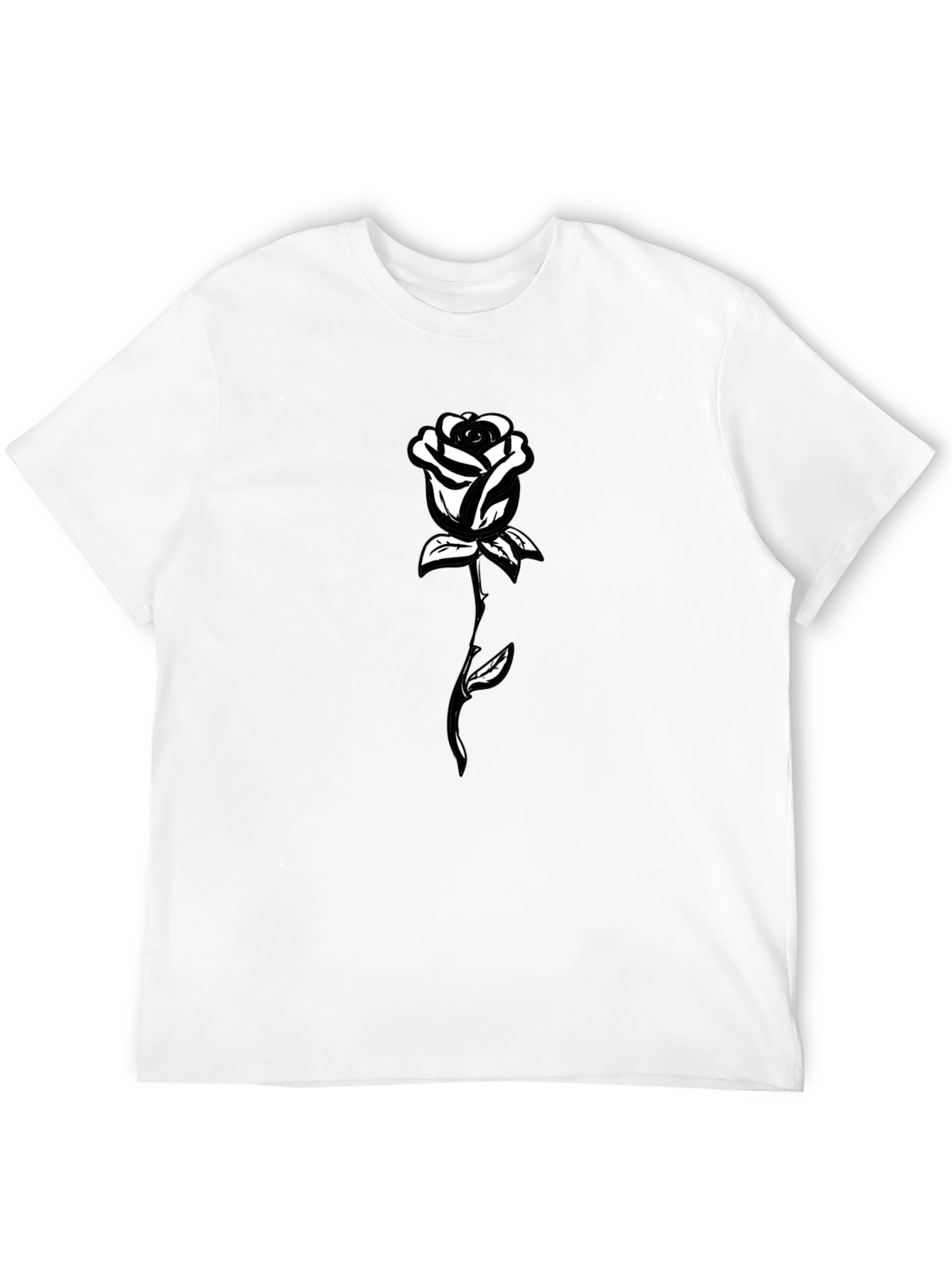 Black Black T-Shirt with White Rose Graphic view 12