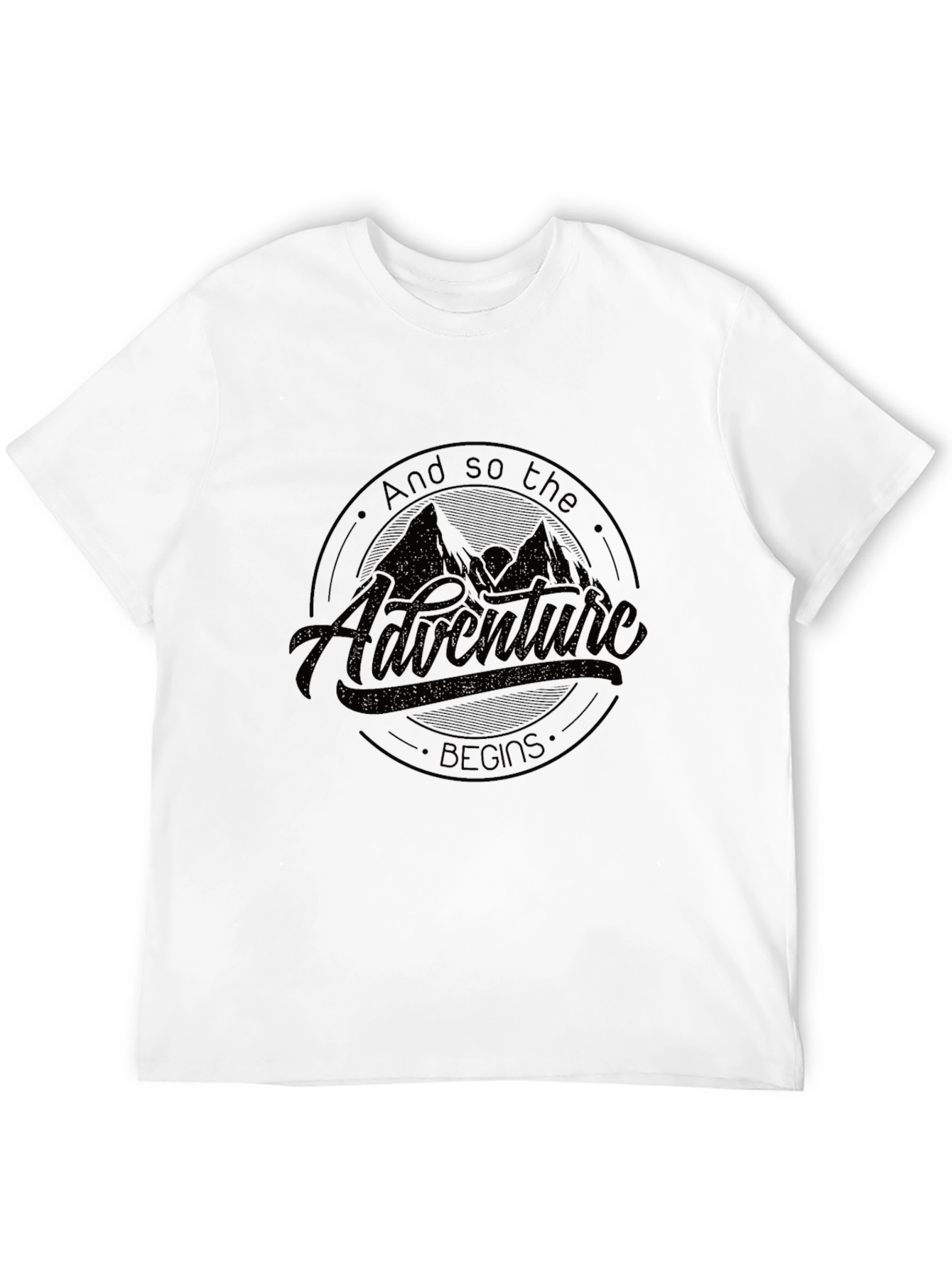 Black Adventure Begins Graphic Tee - Black Crew Neck view 12