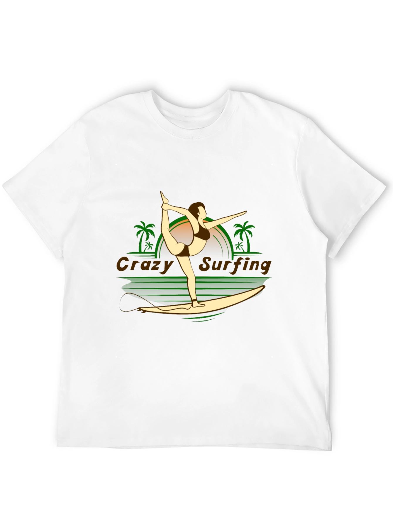 Black Crazy Surfing Graphic Tee - Black Cotton T-Shirt view 12