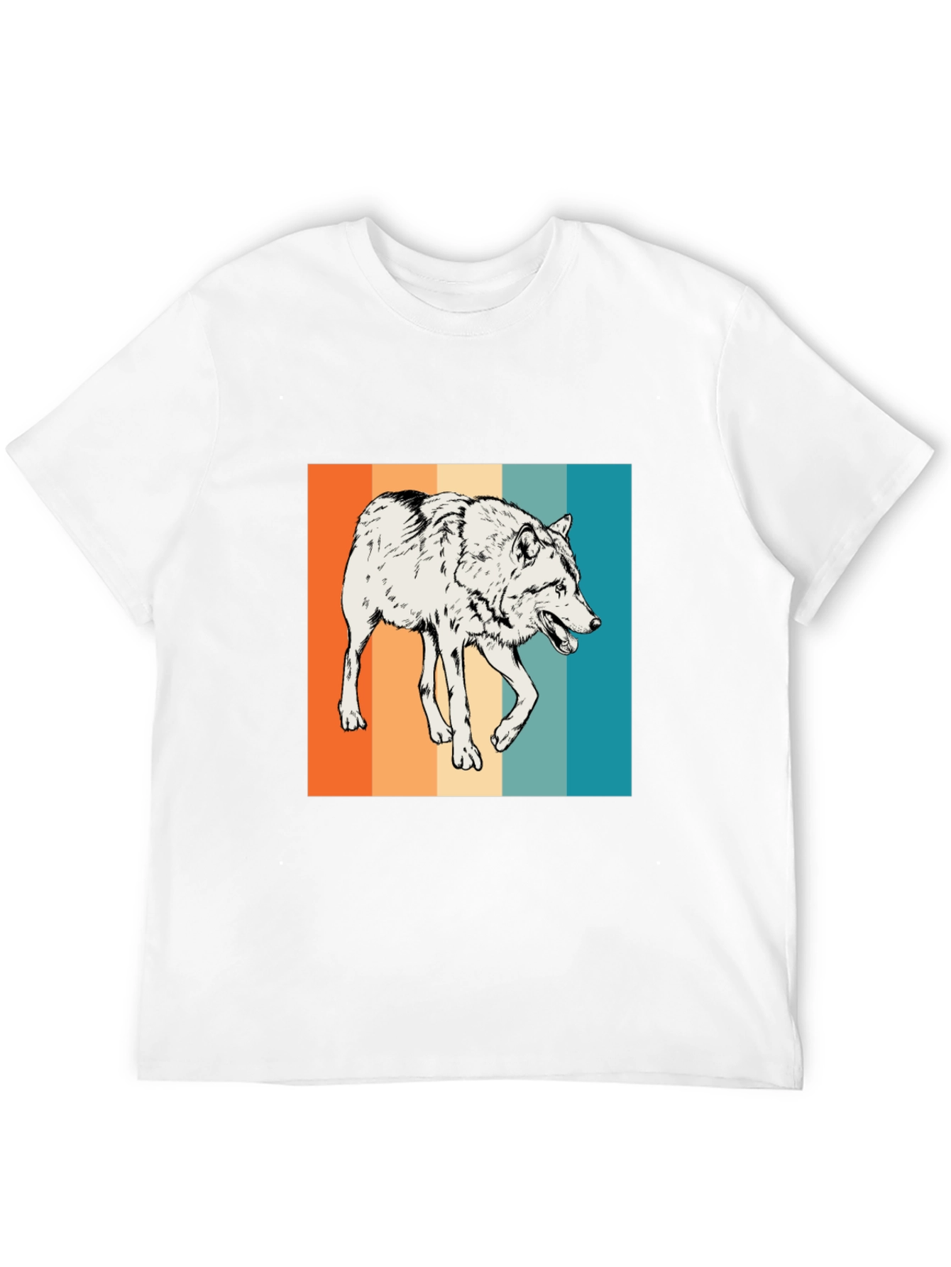 Retro Wolf Graphic Tee - Men's Black T-Shirt - 12