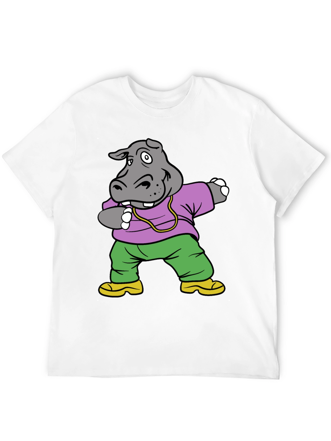 Black Dabbing Hippo Graphic Tee - Cool Cartoon Shirt view 12