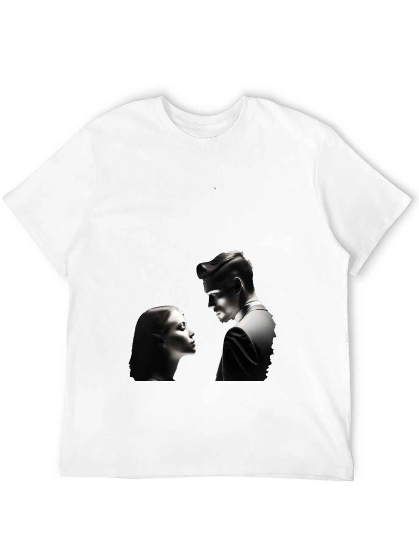 Black Romantic Black T-Shirt: Silhouette Couple Design view 12