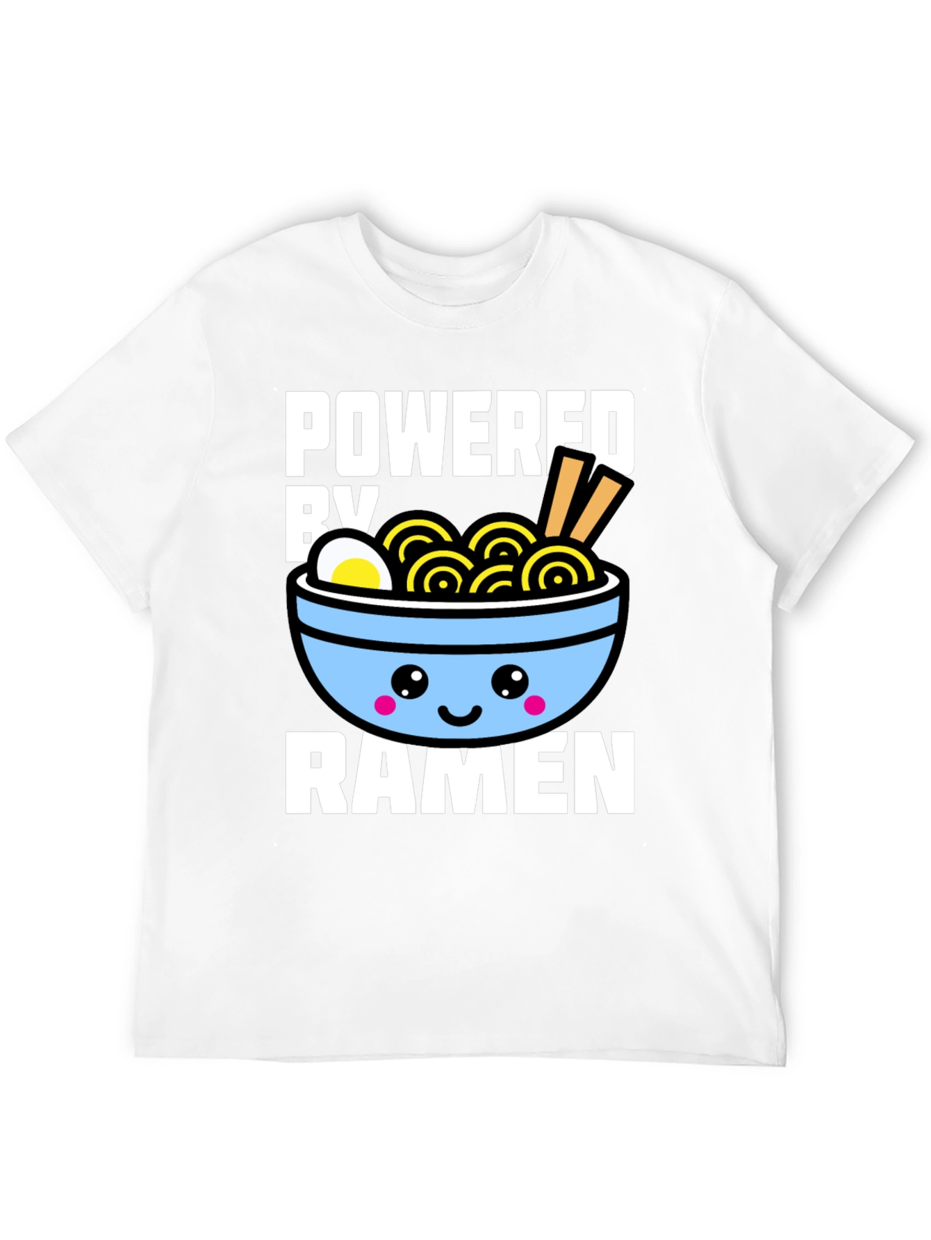 Black Powered By Ramen T-Shirt - Kawaii Noodle Bowl Graphic Tee view 12