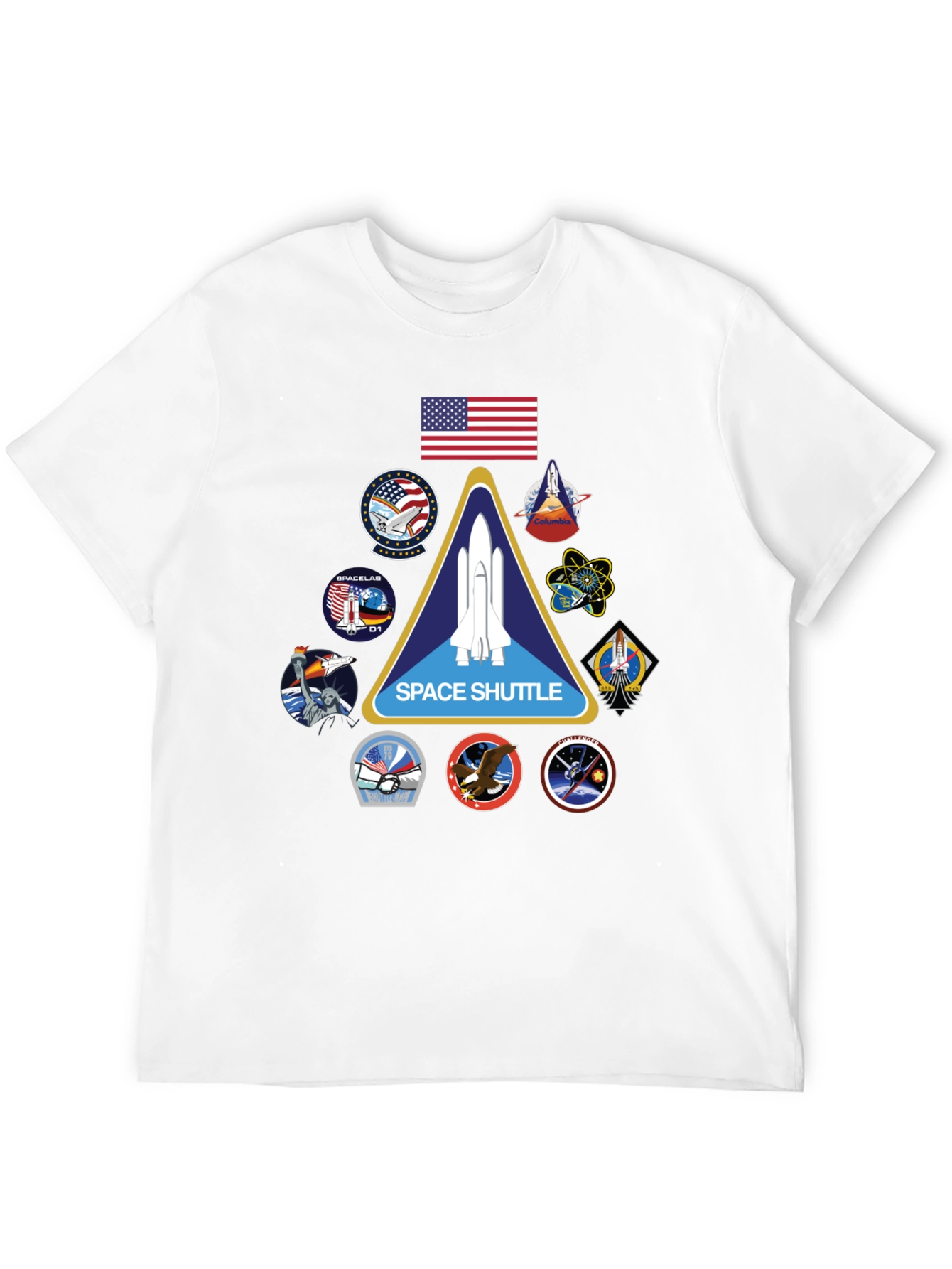 Black Space Shuttle Mission Patches Black T-Shirt view 12