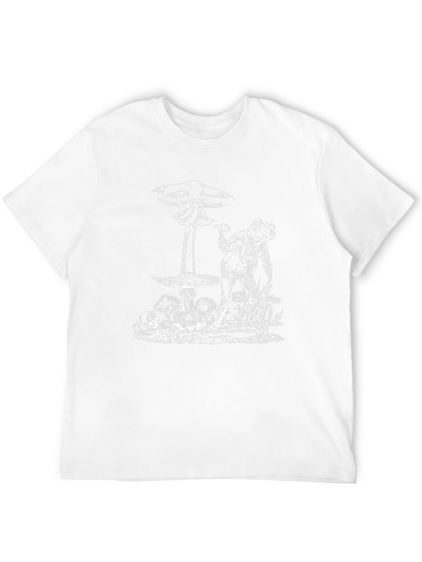 Black Frog and Mushroom Graphic Tee - Black Cotton Blend view 12